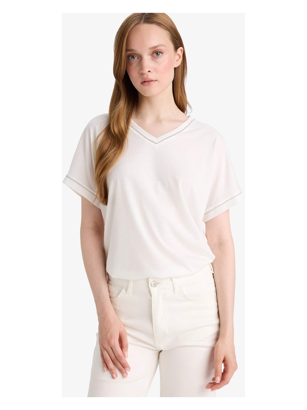 DeFacto V Yaka Kısa Kollu Tişört F8191AX25HS