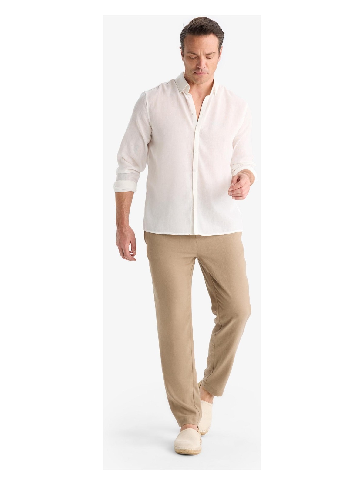 DeFacto Relax Fit Kısa Paça Keten Görünümlü Beli Bağcıklı Lastikli Cepli Pantolon E4790AX25AU - Görsel 2