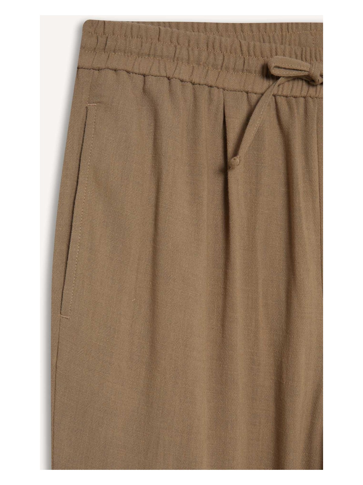 DeFacto Relax Fit Kısa Paça Keten Görünümlü Beli Bağcıklı Lastikli Cepli Pantolon E4790AX25AU - Görsel 8