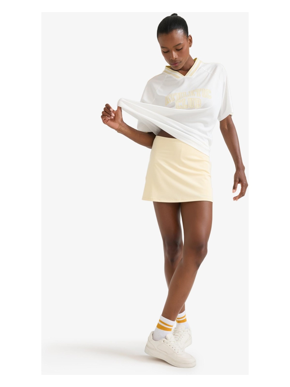 DeFacto Standart Fit İçi Taytlı Mini Etek E3360AX25SM - Görsel 4