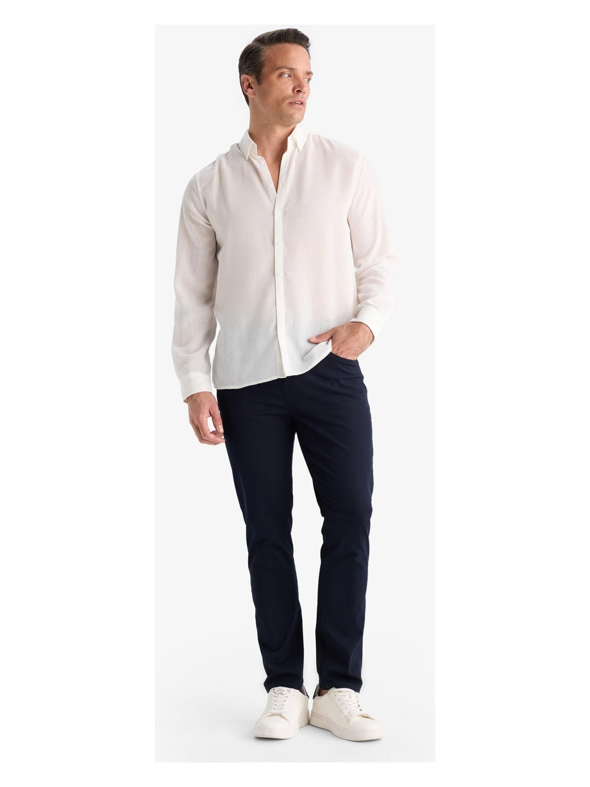 DeFacto Slim Fit Dar Kesim Dar Paça Cepli Pantolon B2089AX25AU - Görsel 4