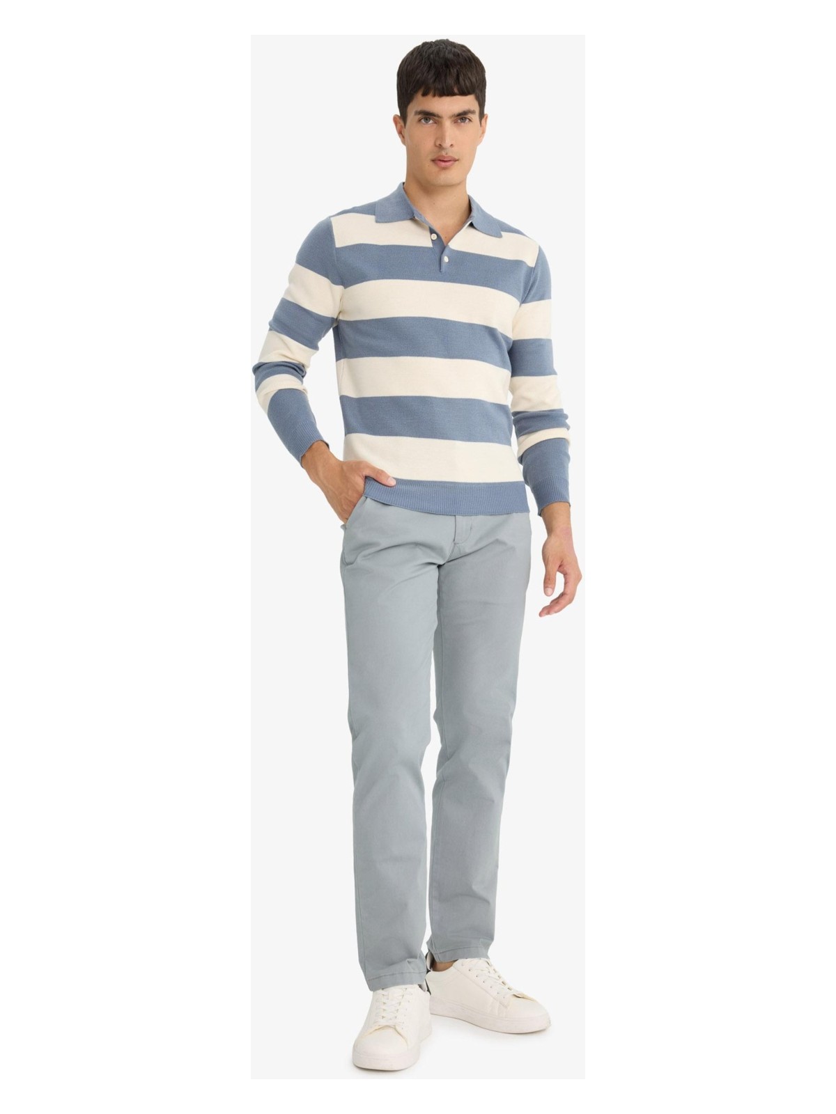 DeFacto Regular Fit Normal Kesim Cepli Düz Paça Chino Pantolon D7349AX25AU - Görsel 7