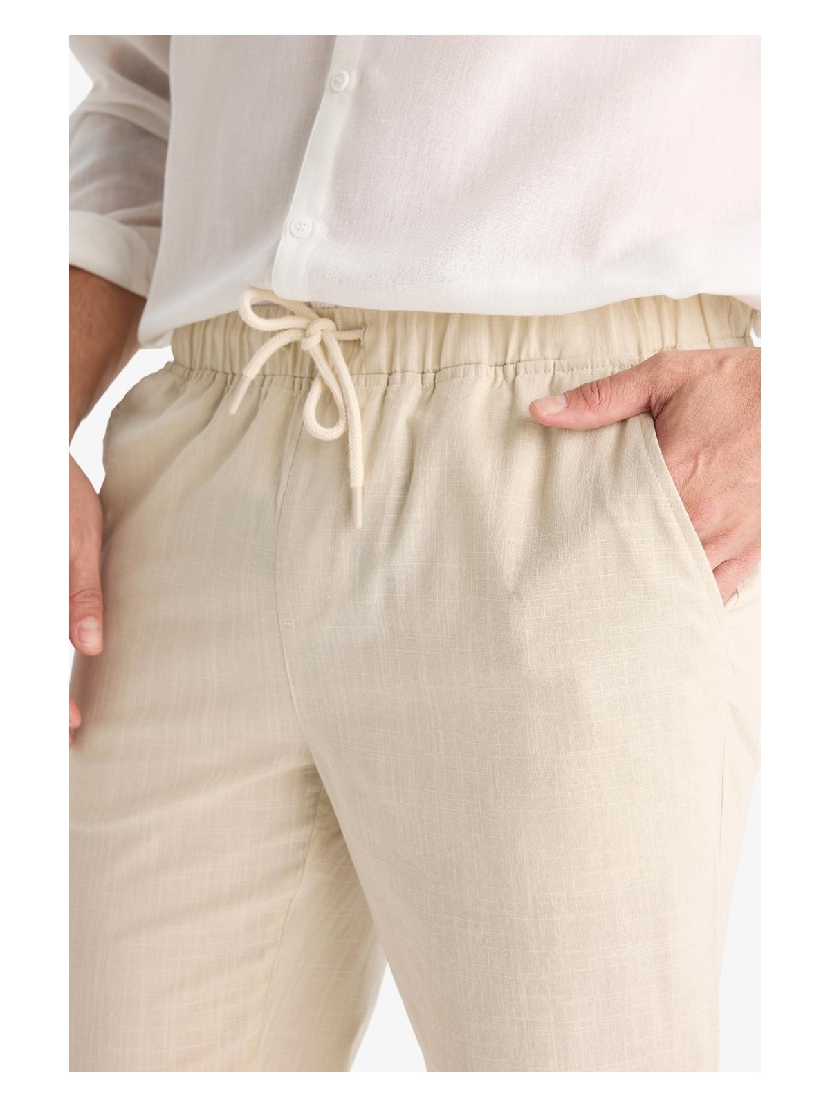 DeFacto %100 Pamuk Jogger Fit Beli Bağcıklı Lastikli Dar Paça Cepli Pantolon Z6475AZ25AU - Görsel 5