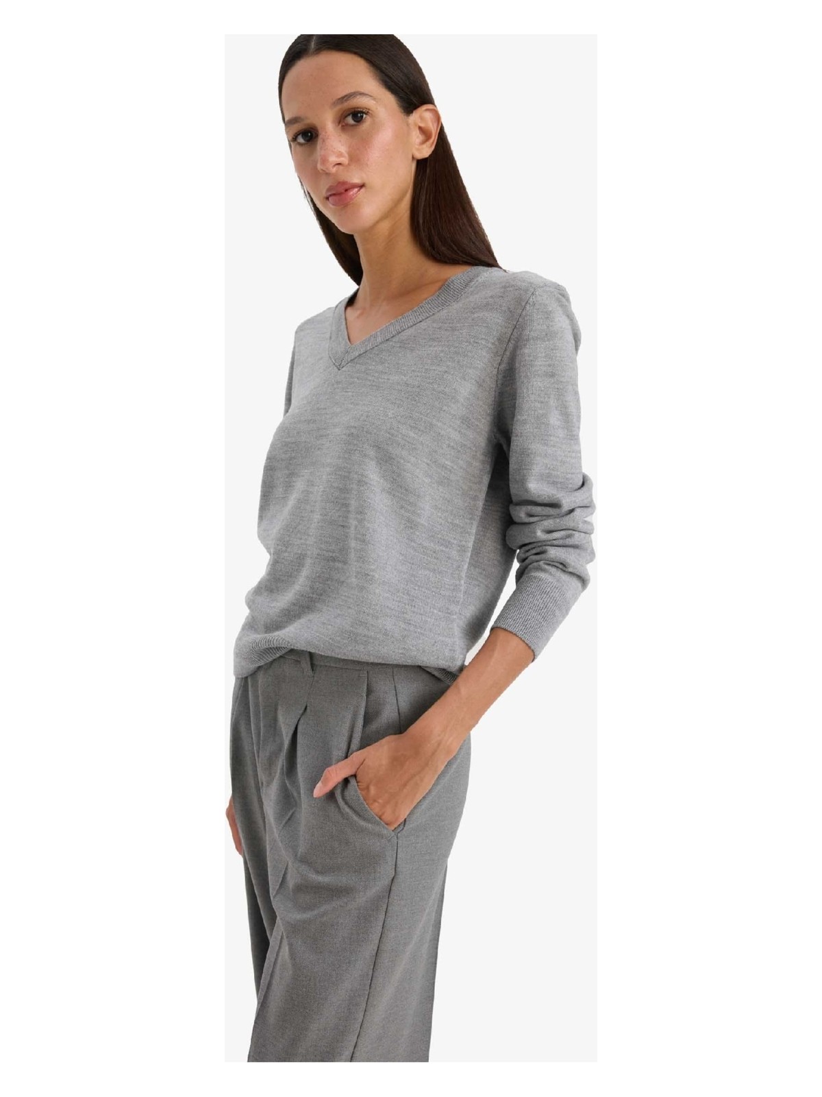 DeFacto Relax Fit V Yaka Triko Kazak C4024AX25WN - Görsel 3