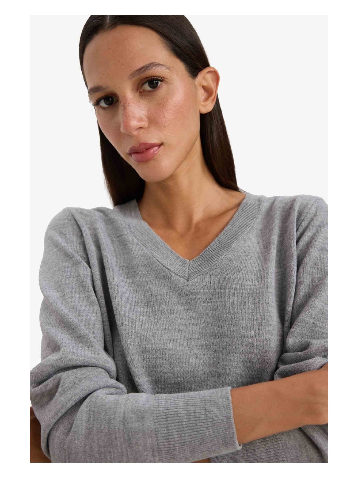 DeFacto Relax Fit V Yaka Triko Kazak C4024AX25WN - Görsel 6