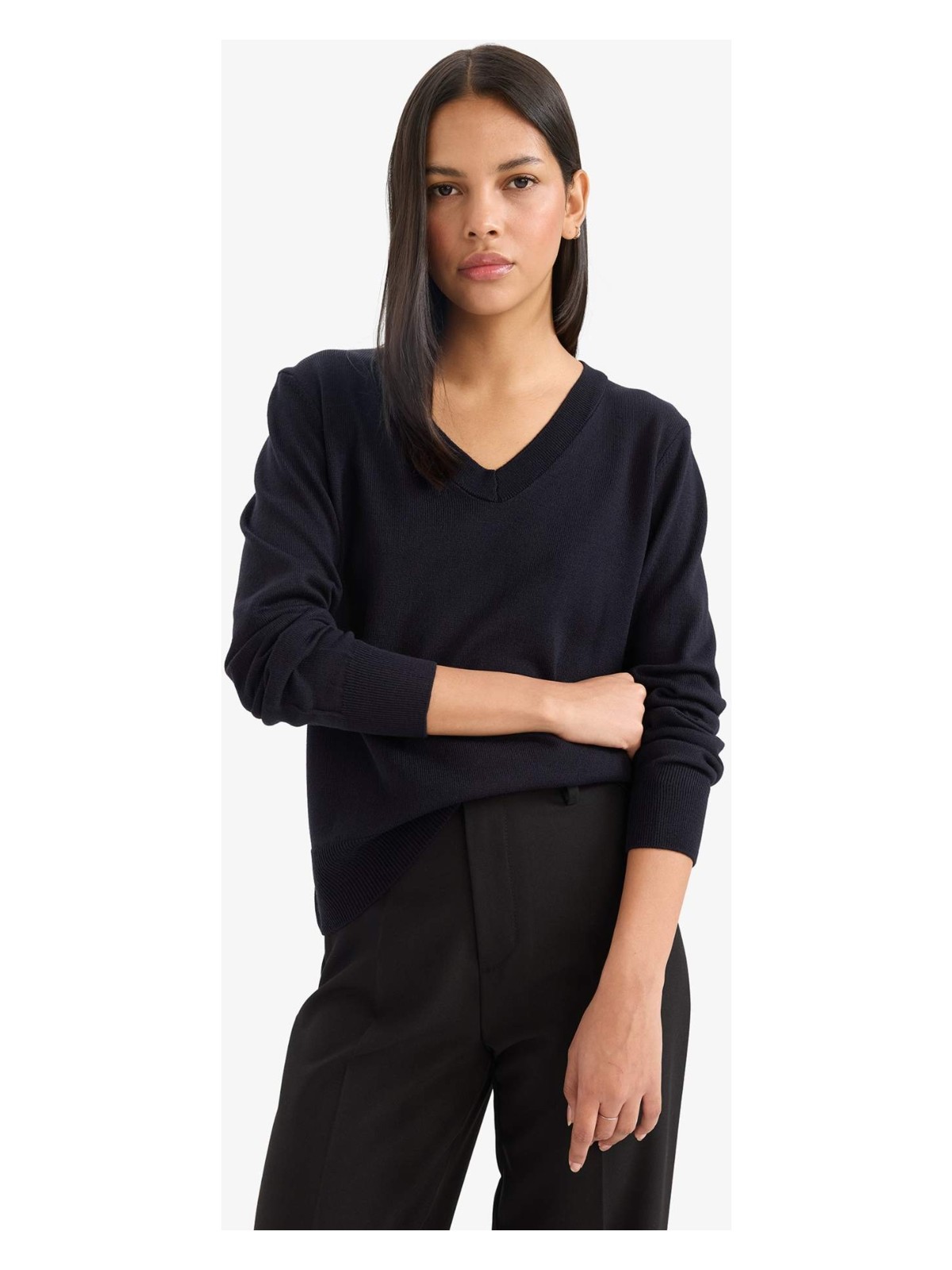 DeFacto Relax Fit V Yaka Triko Kazak C4024AX25WN - Görsel 3
