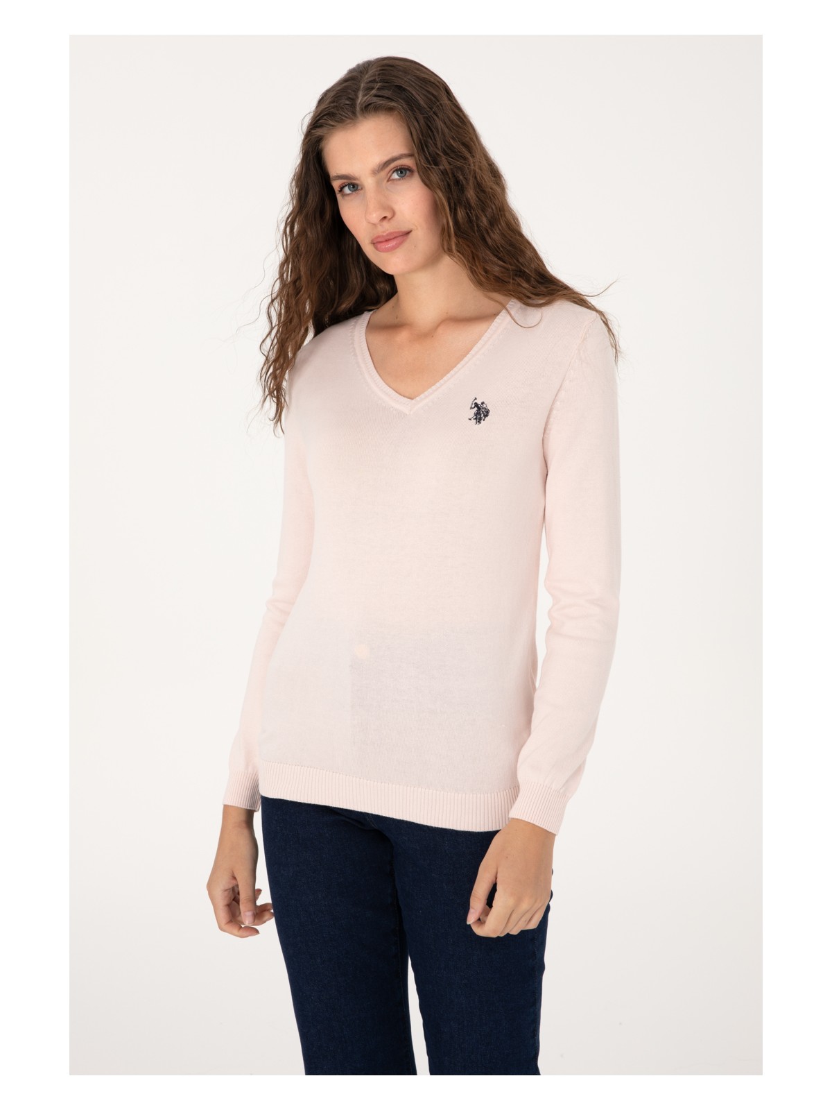 U.S. Polo Assn. Kadın Antrasit V Yaka Basic Kazak 50313590-VR006 - Görsel 5