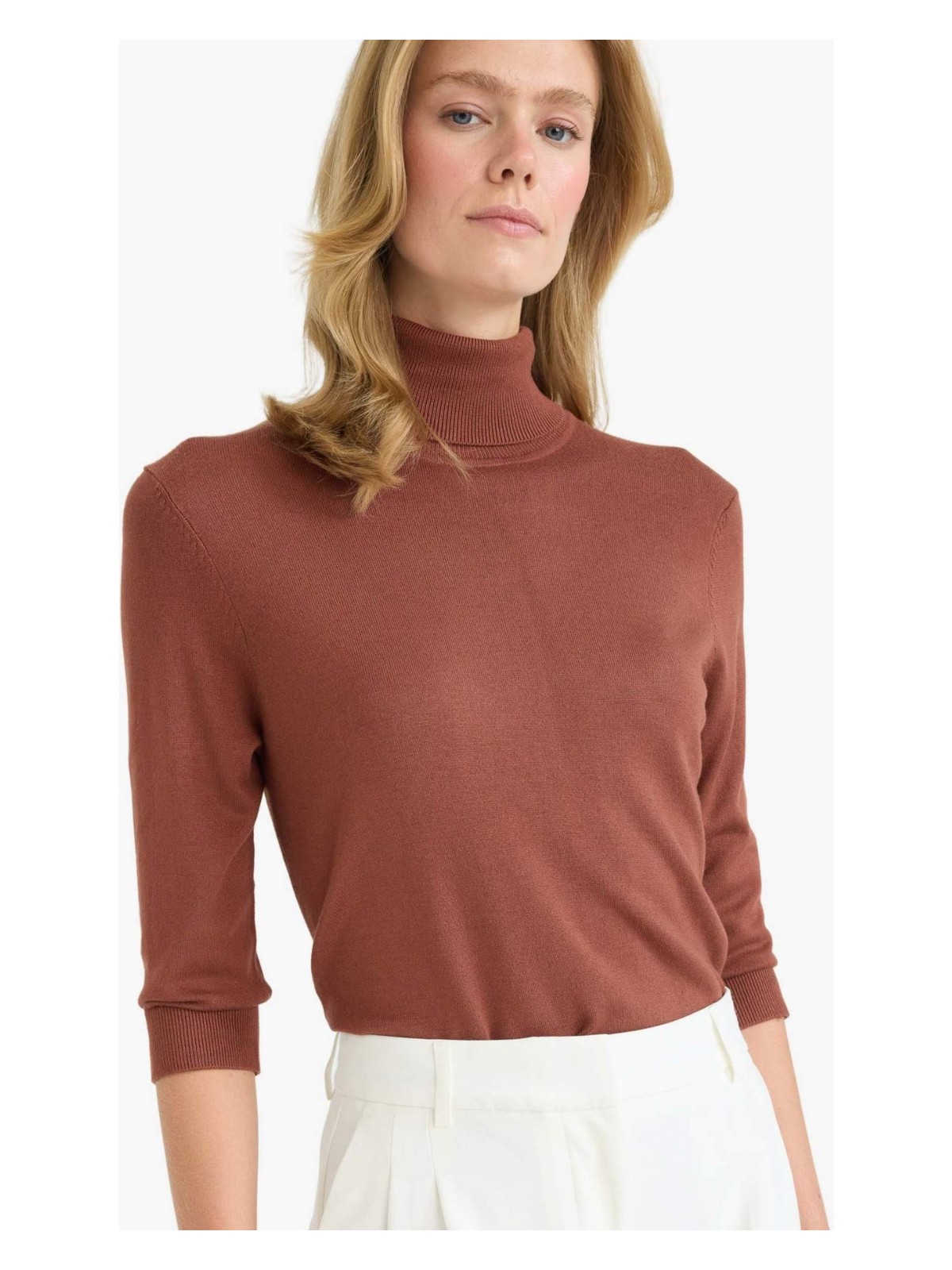 DeFacto Regular Fit Balıkçı Yaka Yarım Kol Basic Düz Triko Kazak U8280AZ25AU