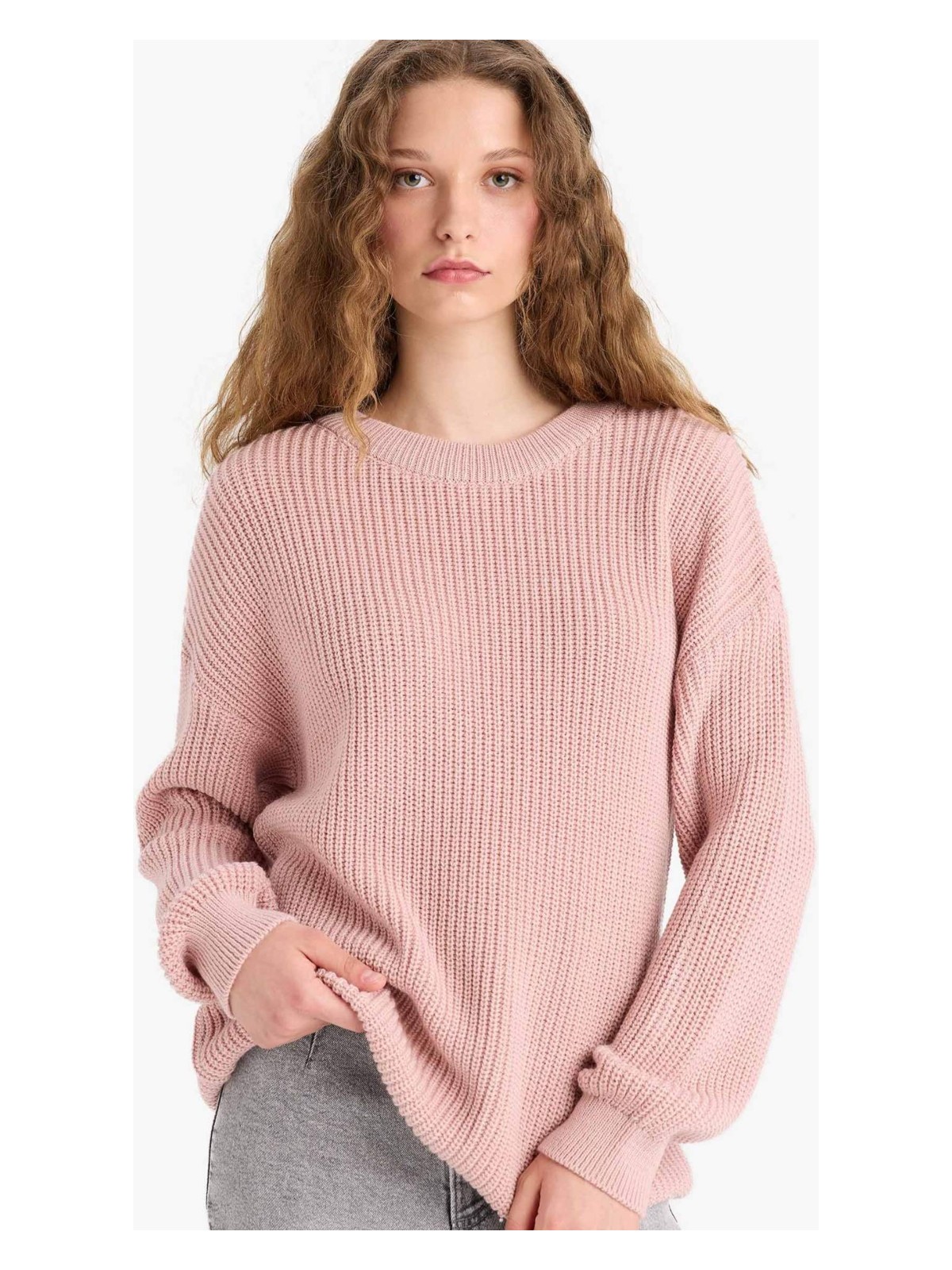 DeFacto Regular Fit Bisiklet Yaka Selanik Kumaş Triko Kazak H6905AZ25WN - Görsel 4