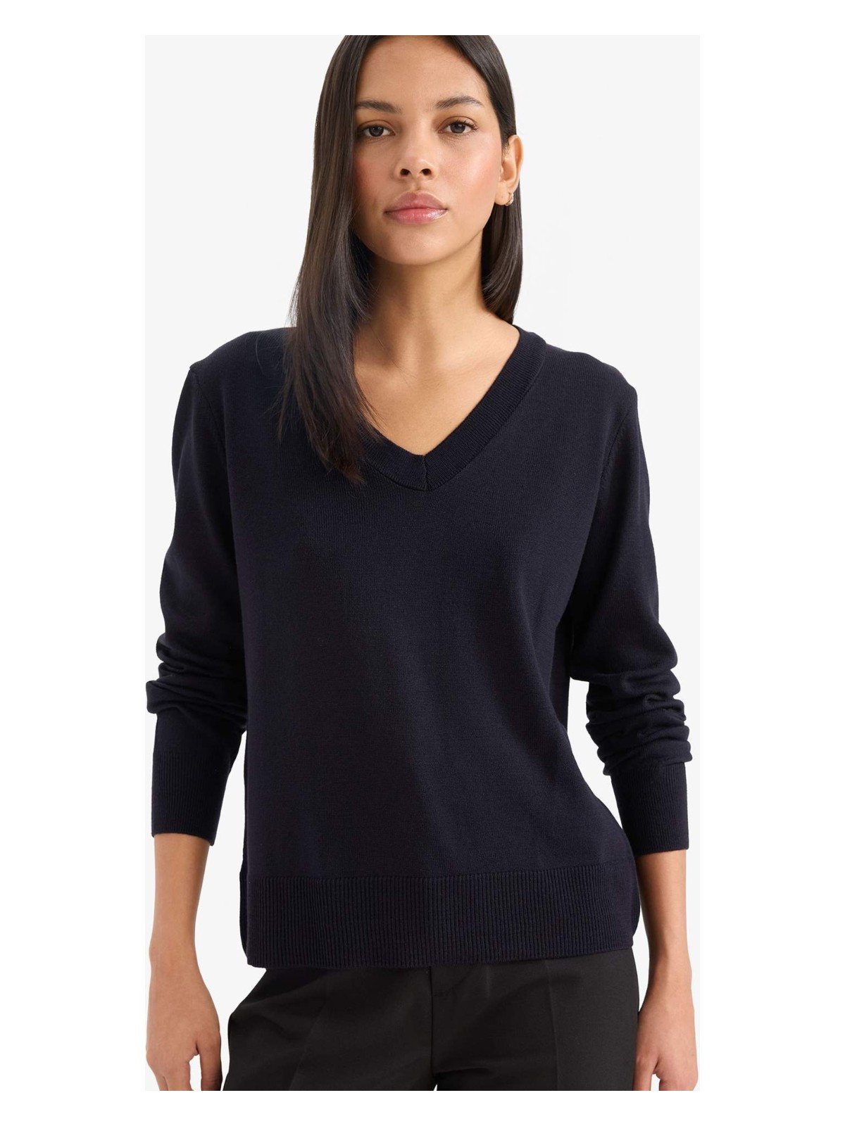 DeFacto Relax Fit V Yaka Triko Kazak C4024AX25WN - Görsel 4