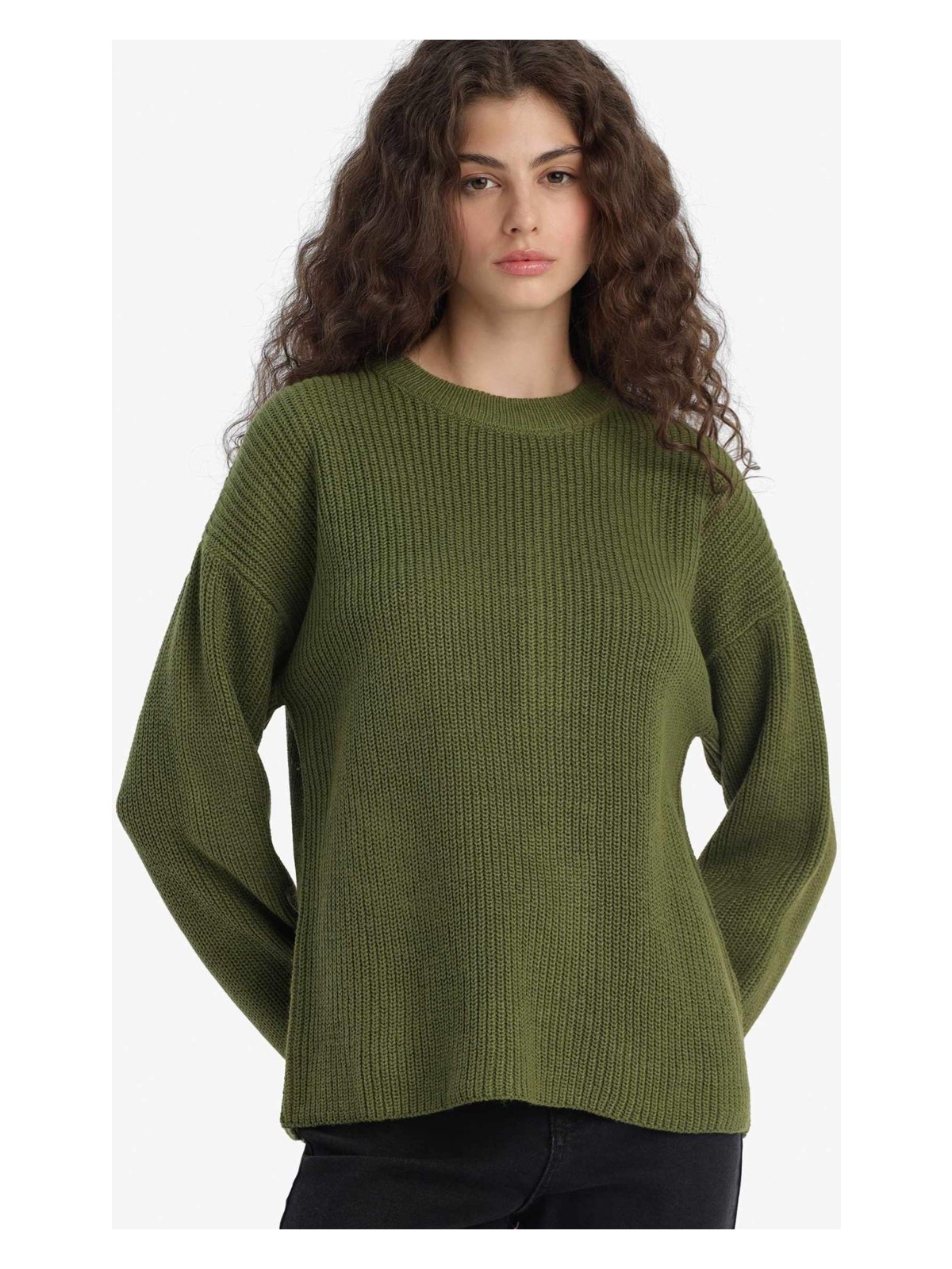 DeFacto Regular Fit Bisiklet Yaka Selanik Kumaş Basic Düz Triko Kazak H6905AZ25WN - Görsel 7