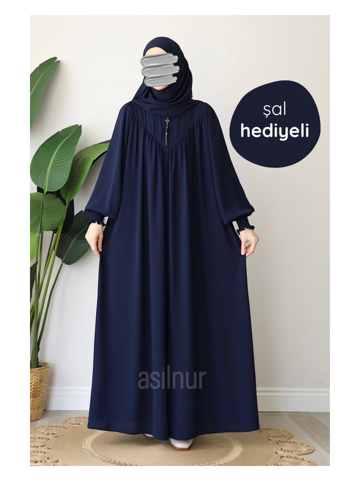 Asilnur Moda Elif Ferace Şal Hediyeli Takım Taş - Görsel 4