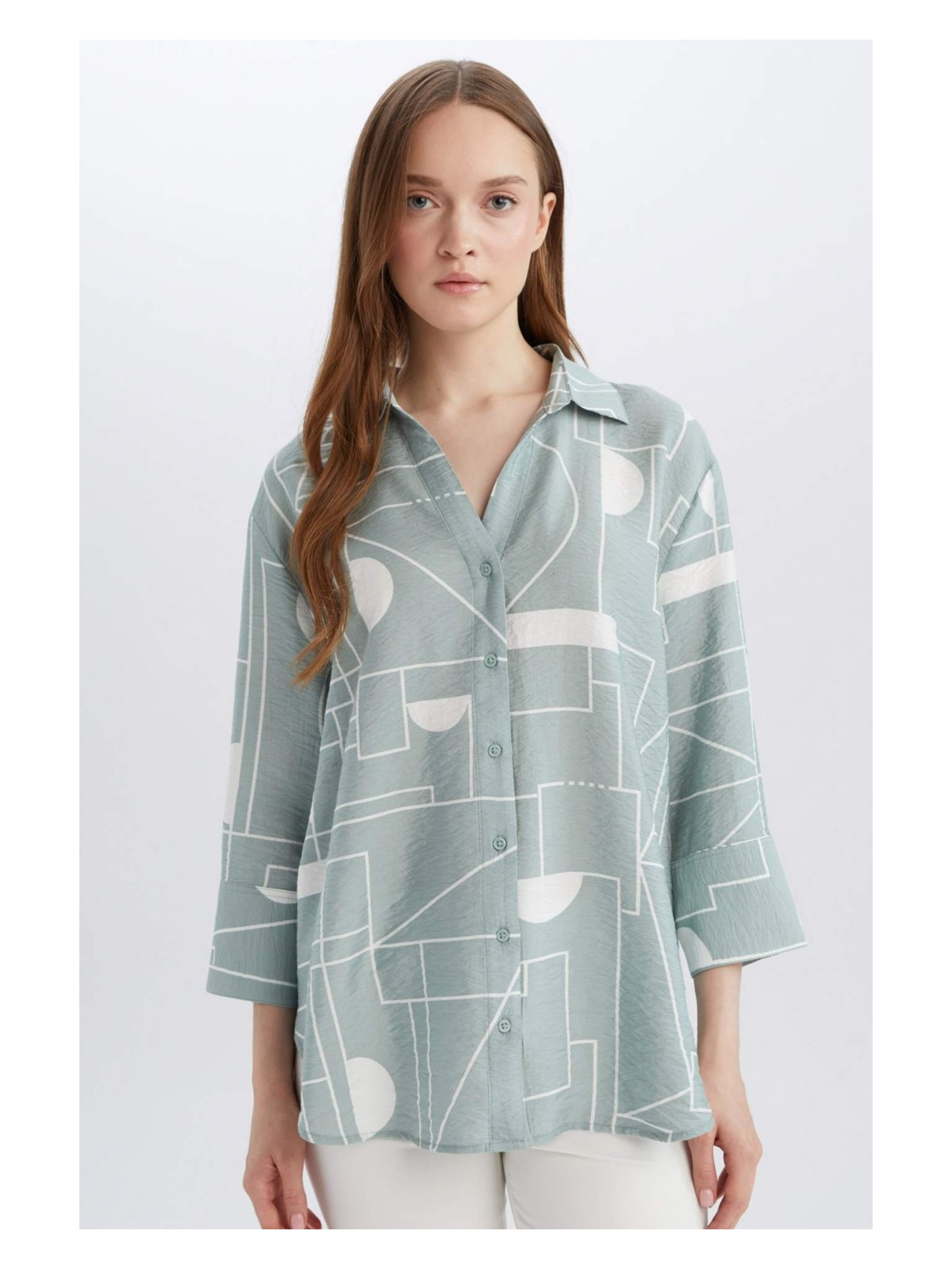 DeFacto Regular Fit Desenli Uzun Kollu Gömlek C3818AX25SP - Görsel 8