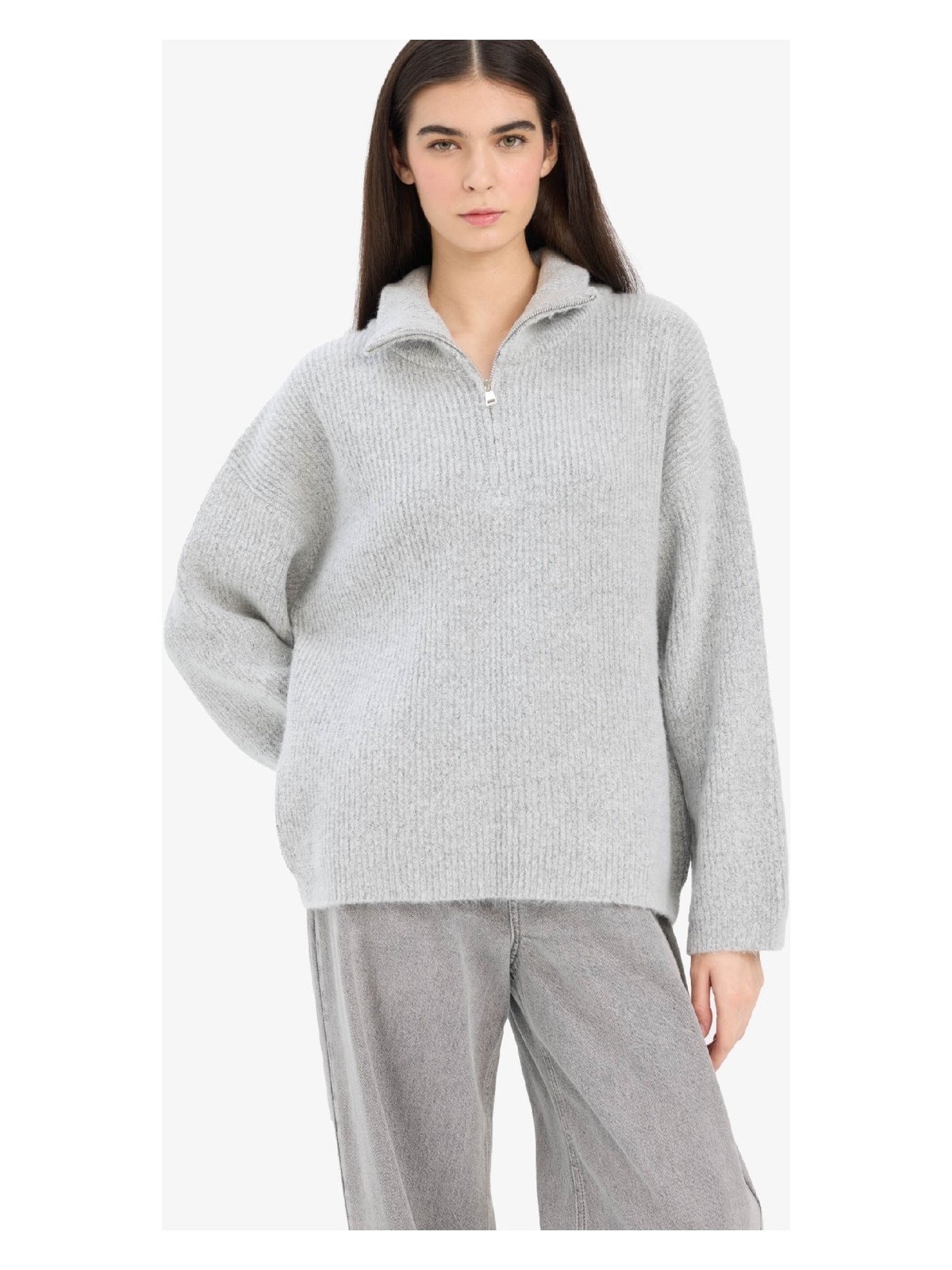 DeFacto Relax Fit Yarım Fermuarlı Triko Kazak F3897AX25WN - Görsel 4