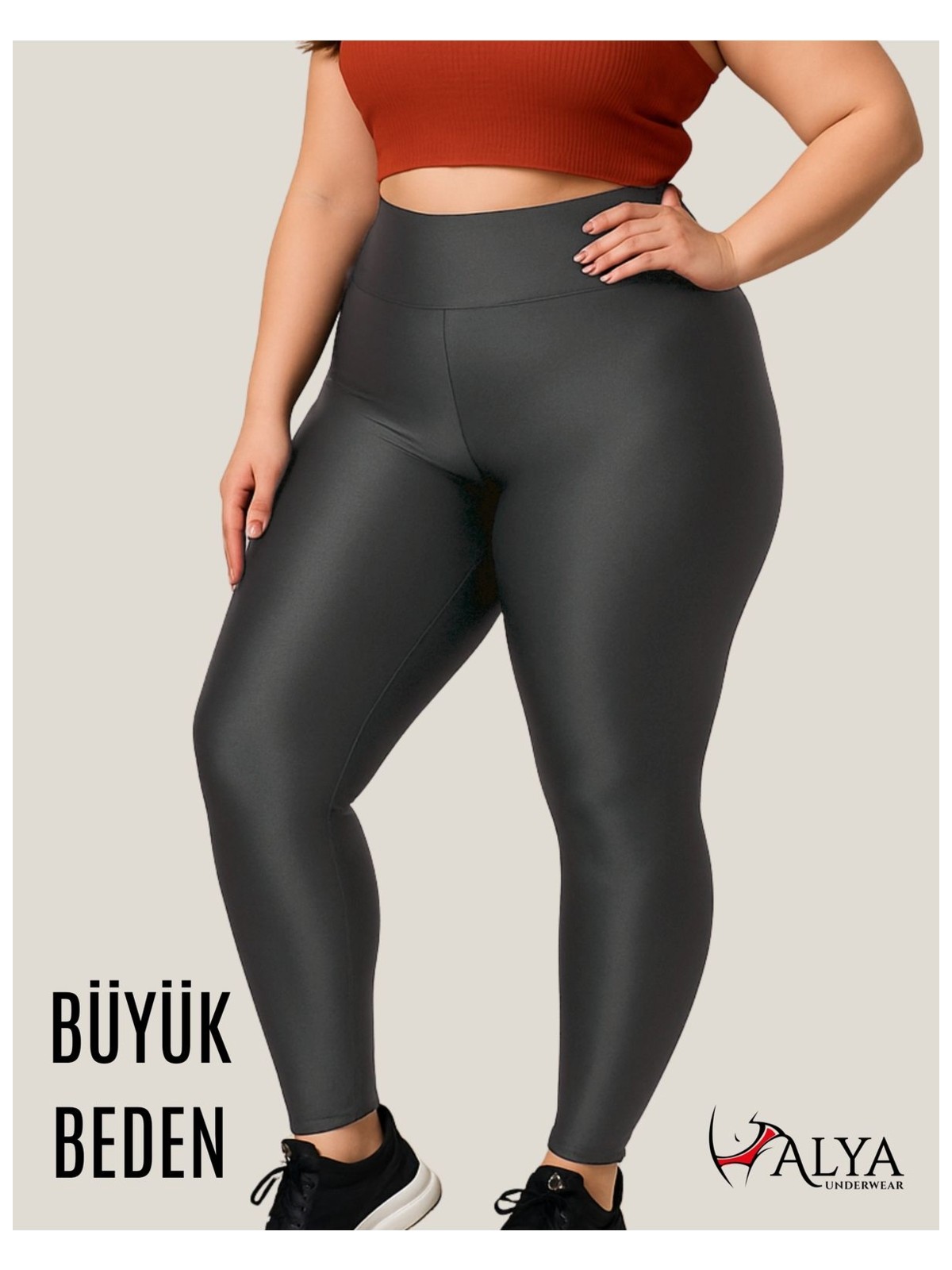 Alya Underwear ALYA UNDERWEAR Büyük Beden Tayt Dalgıç Kumaş Yüksek Bel ( Lacivert, 5xl) - Görsel 4