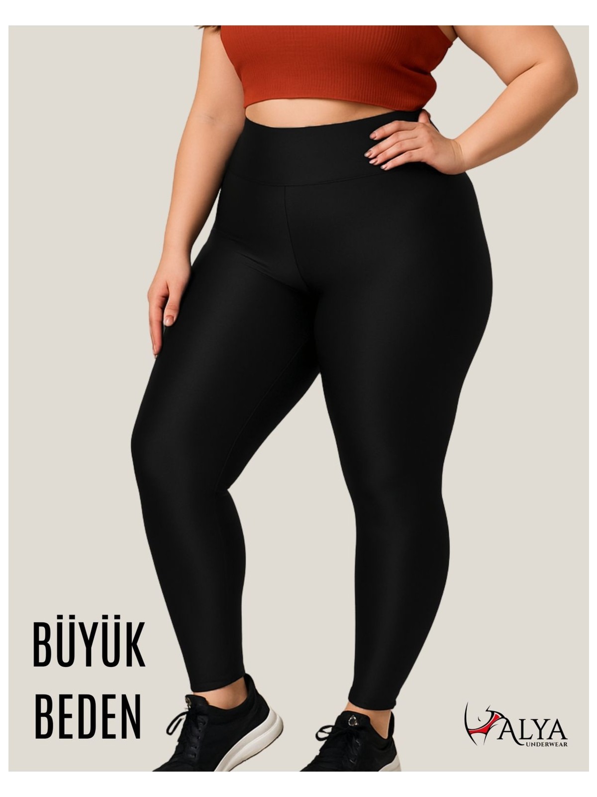 Alya Underwear ALYA UNDERWEAR Büyük Beden Tayt Dalgıç Kumaş Yüksek Bel ( Lacivert, 5xl) - Görsel 7