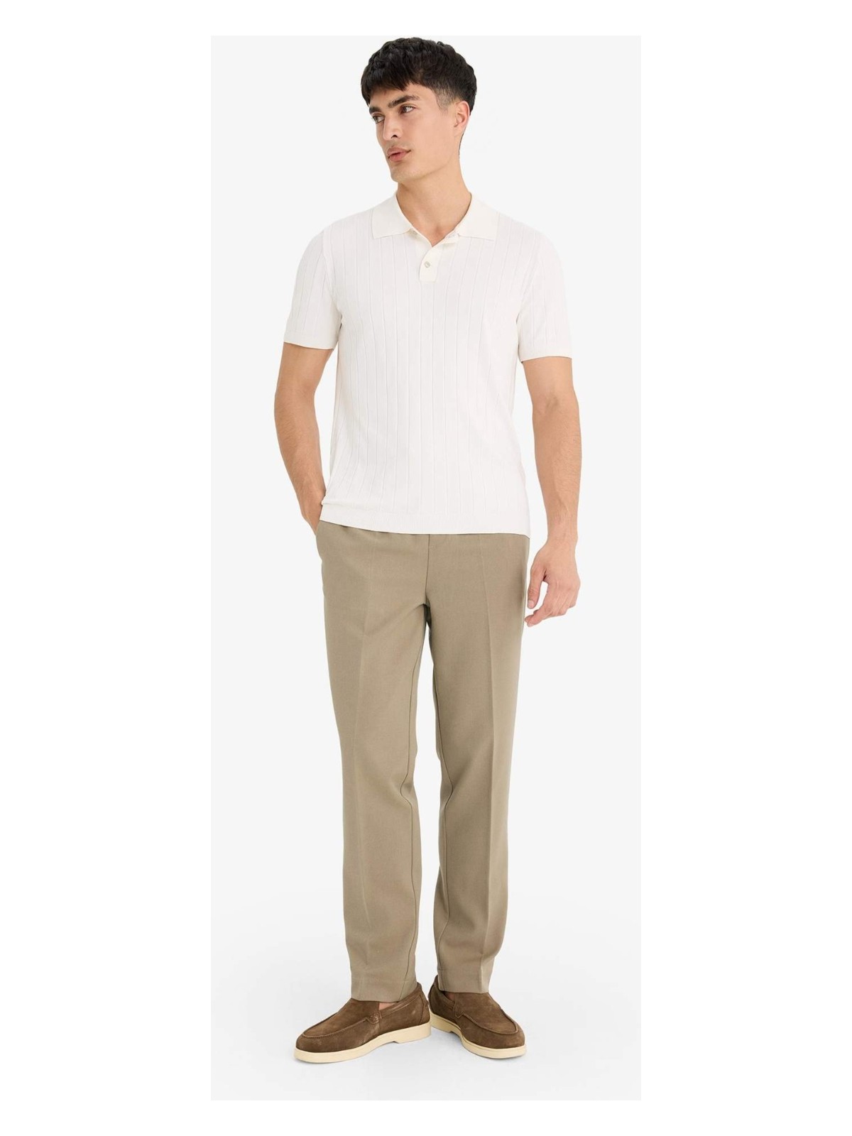 DeFacto Beli Bağcıklı Lastikli Cepli Jogger Fit Her Yöne Esneyen Yumuşak Tuşe Pantolon A9943AX25AU