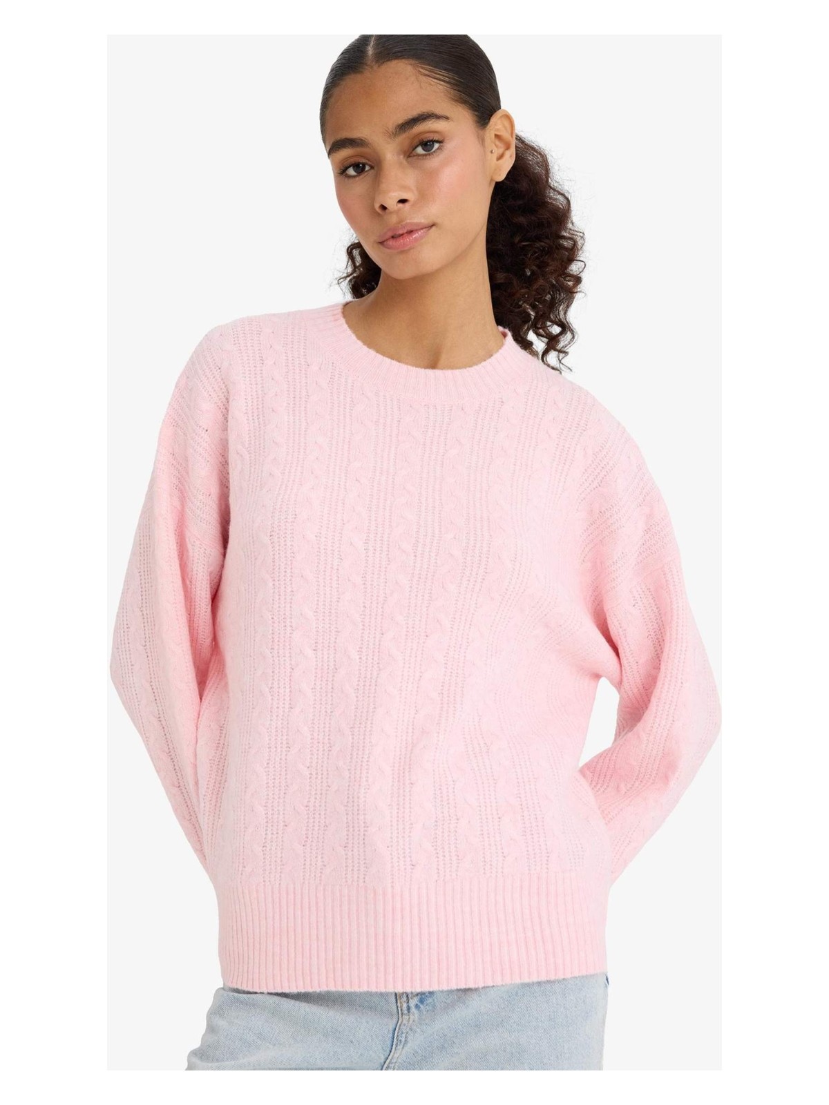 DeFacto Oversize Geniş Kalıp Bisiklet Yaka Triko Kazak F3894AX25WN - Görsel 4