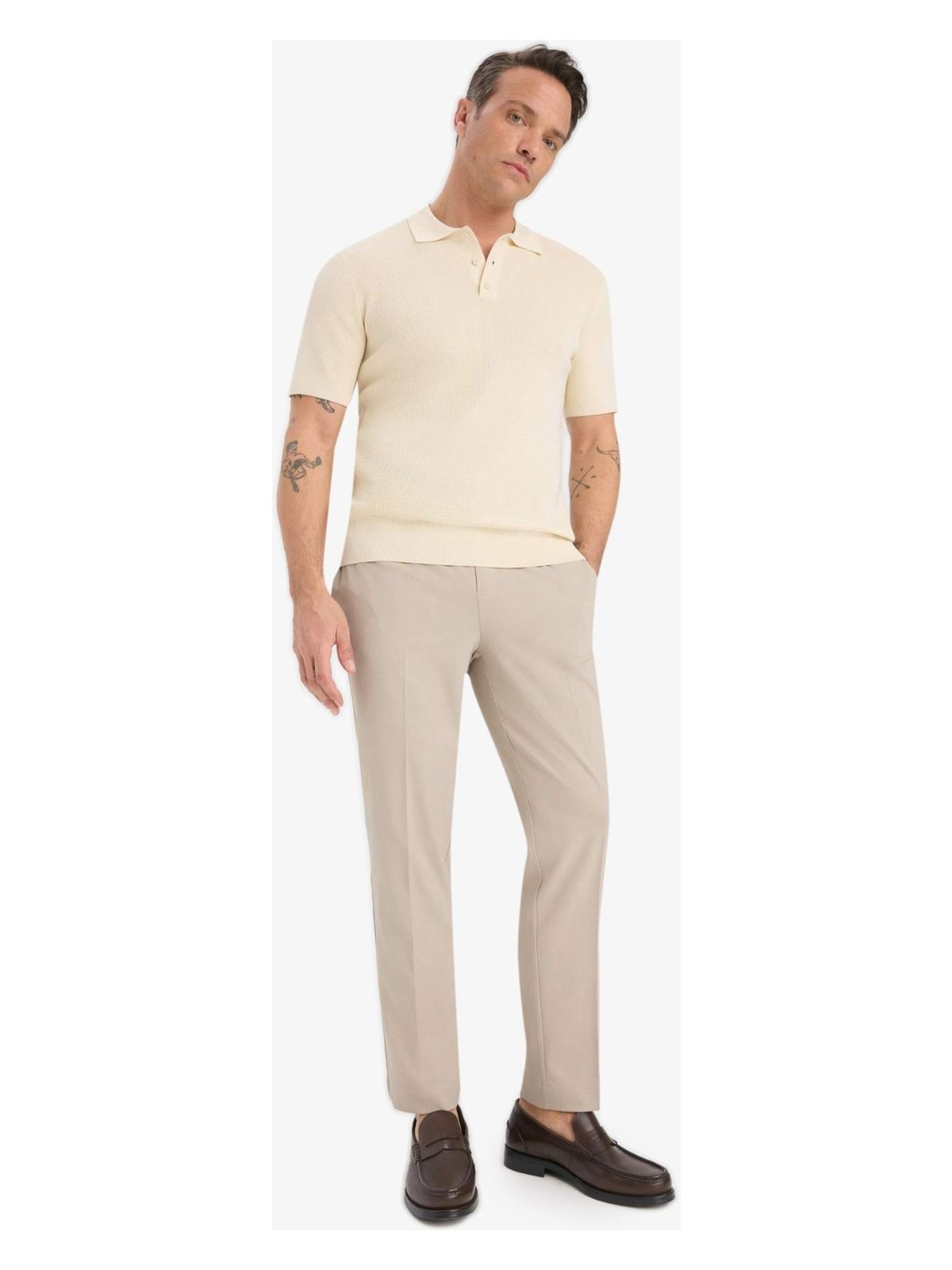 DeFacto Beli Bağcıklı Lastikli Cepli Jogger Fit Her Yöne Esneyen Yumuşak Tuşe Pantolon A9943AX25AU - Görsel 4