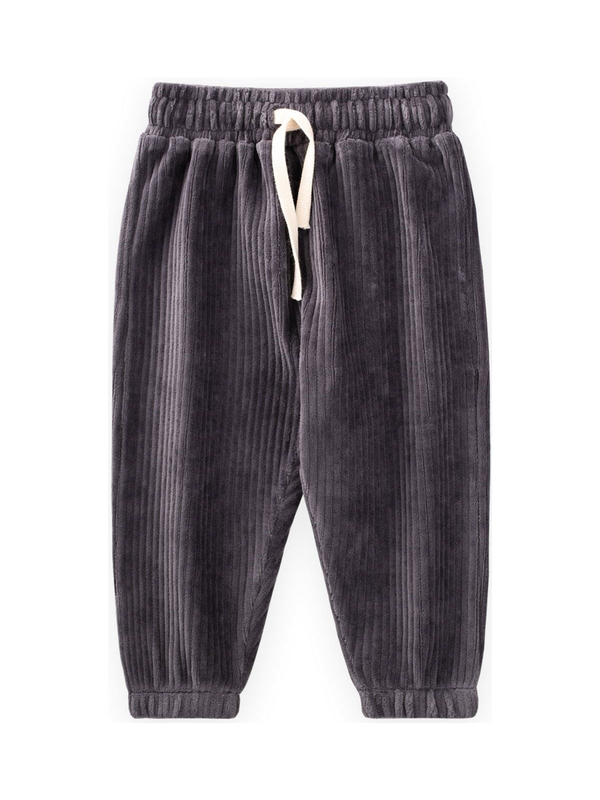 Cigit Fitilli Kadife Jogger Pantolon 1-10 Yaş Füme