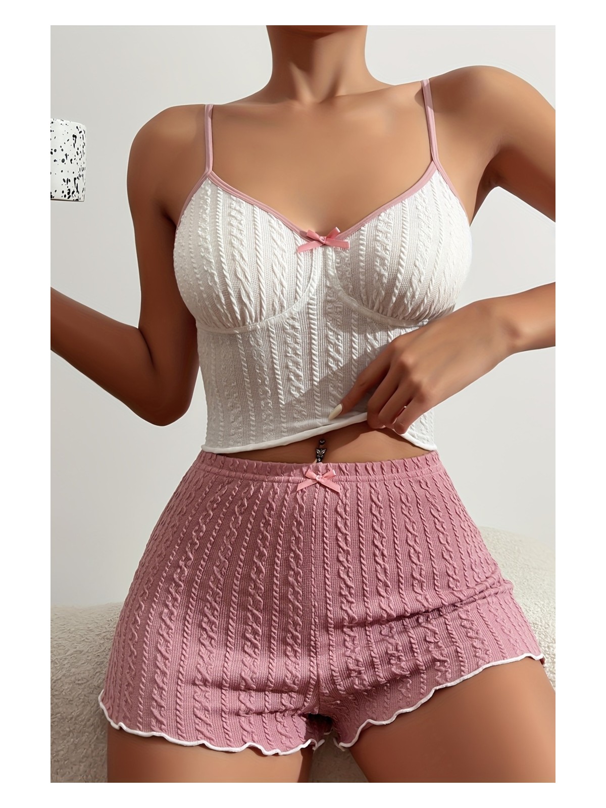 Merry See Özel Kumaş Askılı Şortlu Pijama Takımı