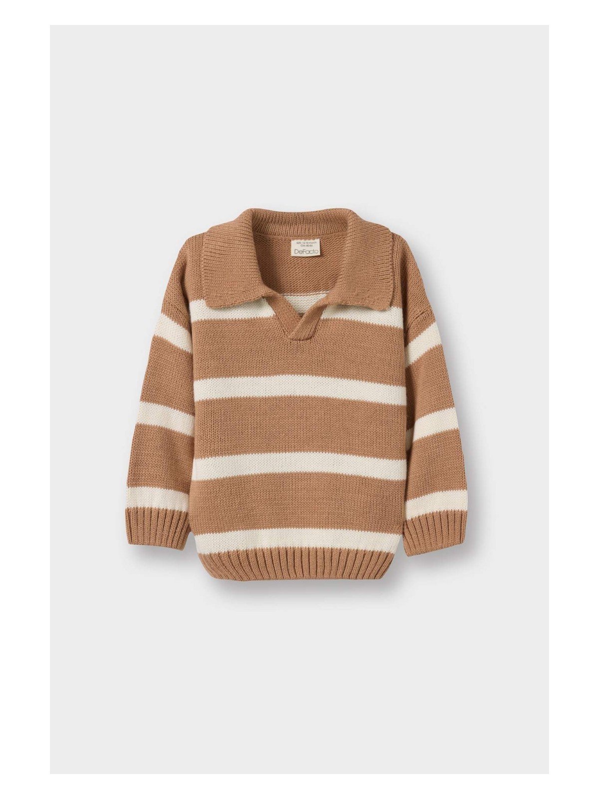 DeFacto Polo Yaka Çizgili Triko Kazak Erkek Bebek C8879A525AU