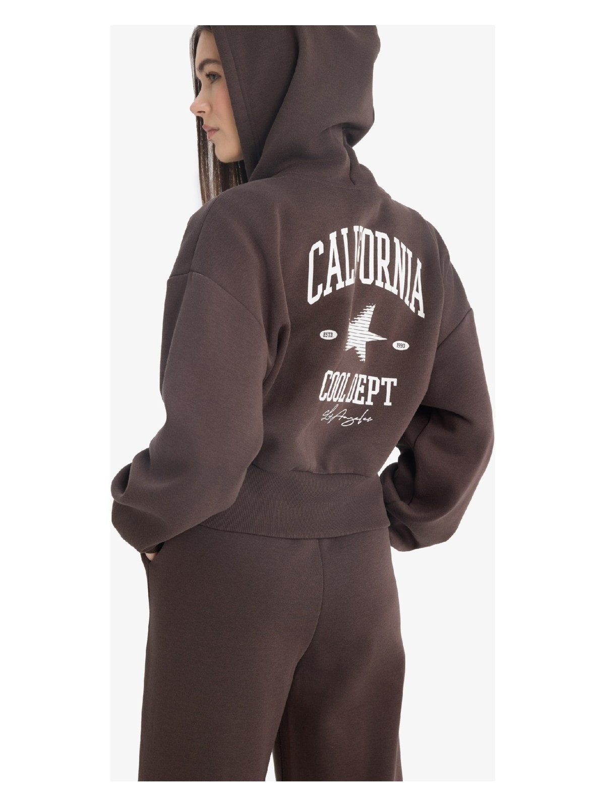 DeFacto Oversize Geniş Kalıp Kapüşonlu Sırt Baskılı Fermuarlı Sweatshirt E9583AX25WN