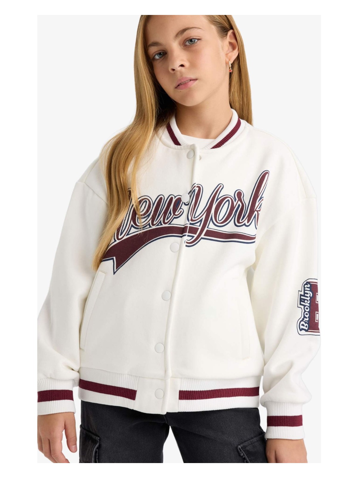 DeFacto Baskılı Kolej Yaka Bomber Ceket Kız Çocuk F2295A825AU