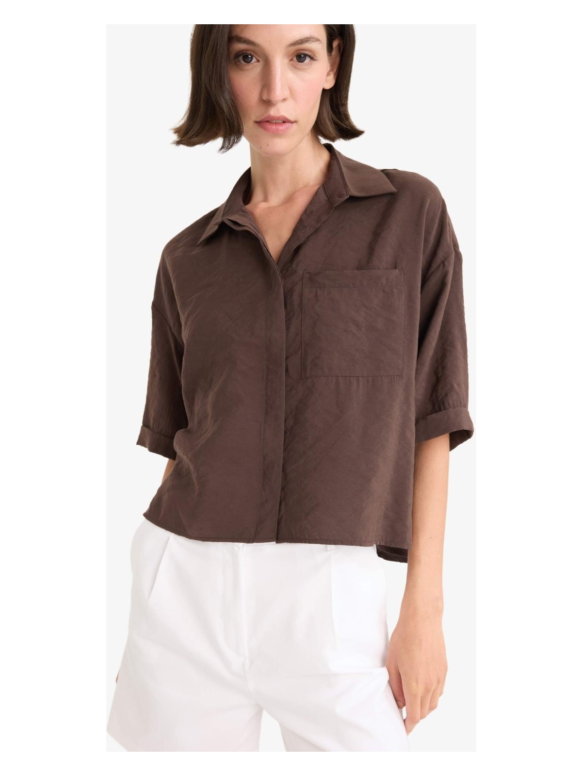 DeFacto Loose Fit Modal Kısa Kollu Gömlek F9331AX25AU - Görsel 3