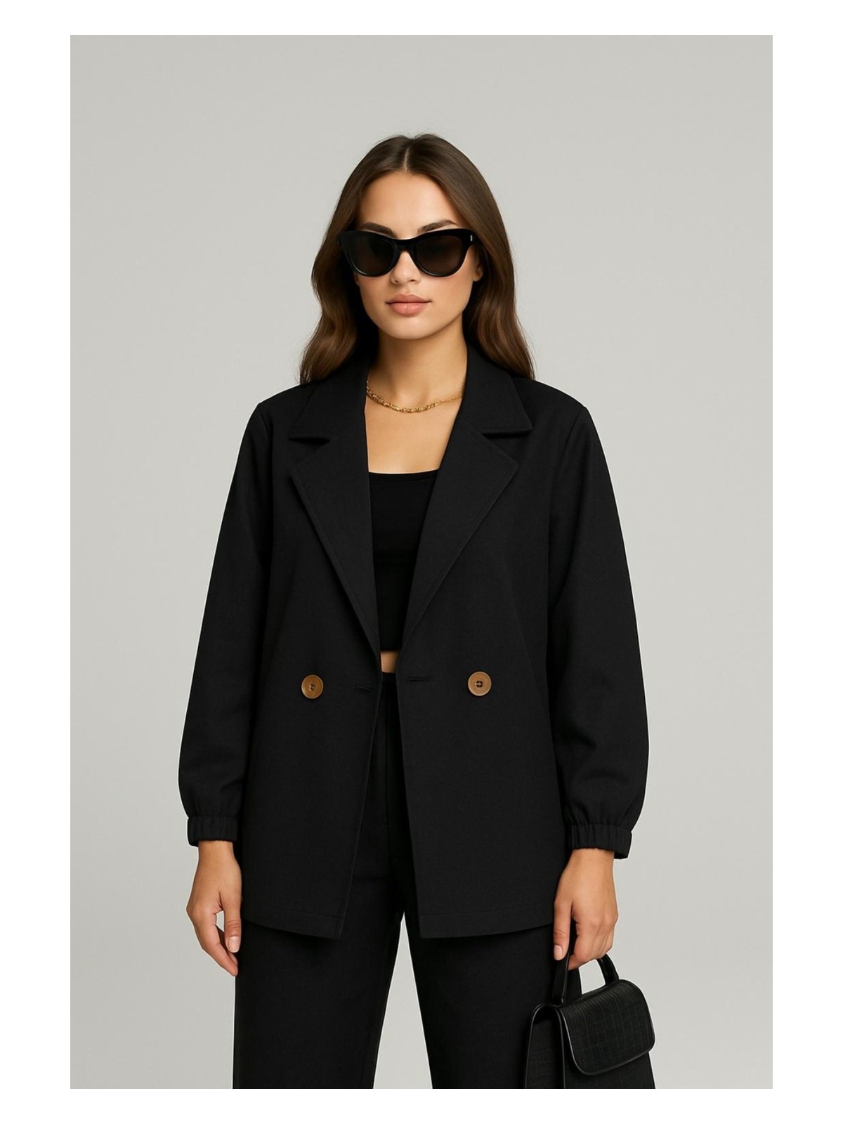 Hak Balon Kol Düğmeli Kısa Trençkot