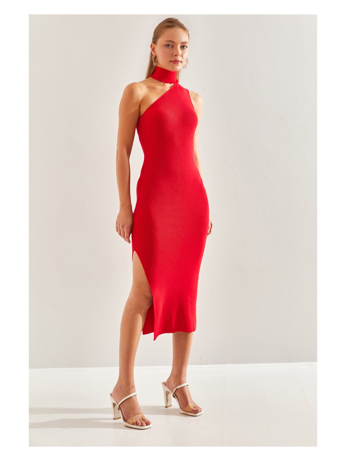 Shade Kadın Balıkçı Yaka Omuz Dekolteli Triko Elbise - Görsel 5