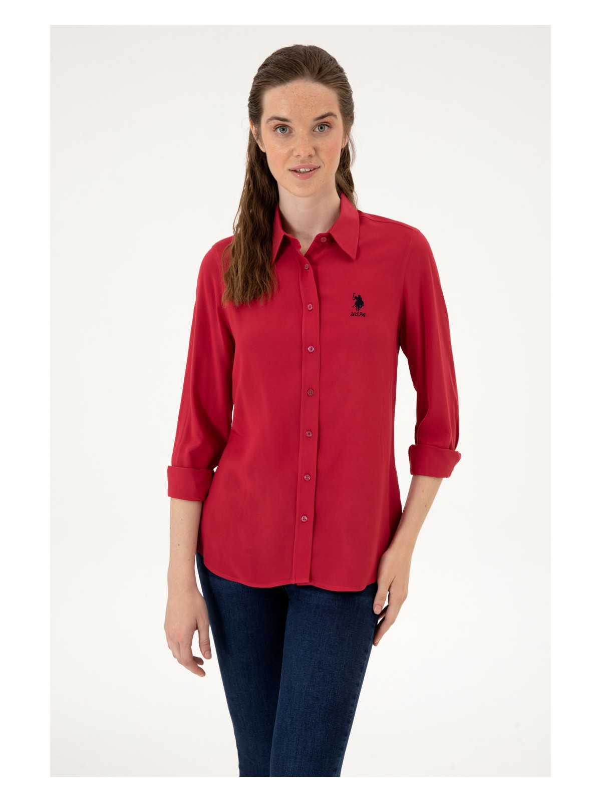 U.S. Polo Assn. Kadın Siyah Uzun Kollu Gömlek 50316429-VR046 - Görsel 3