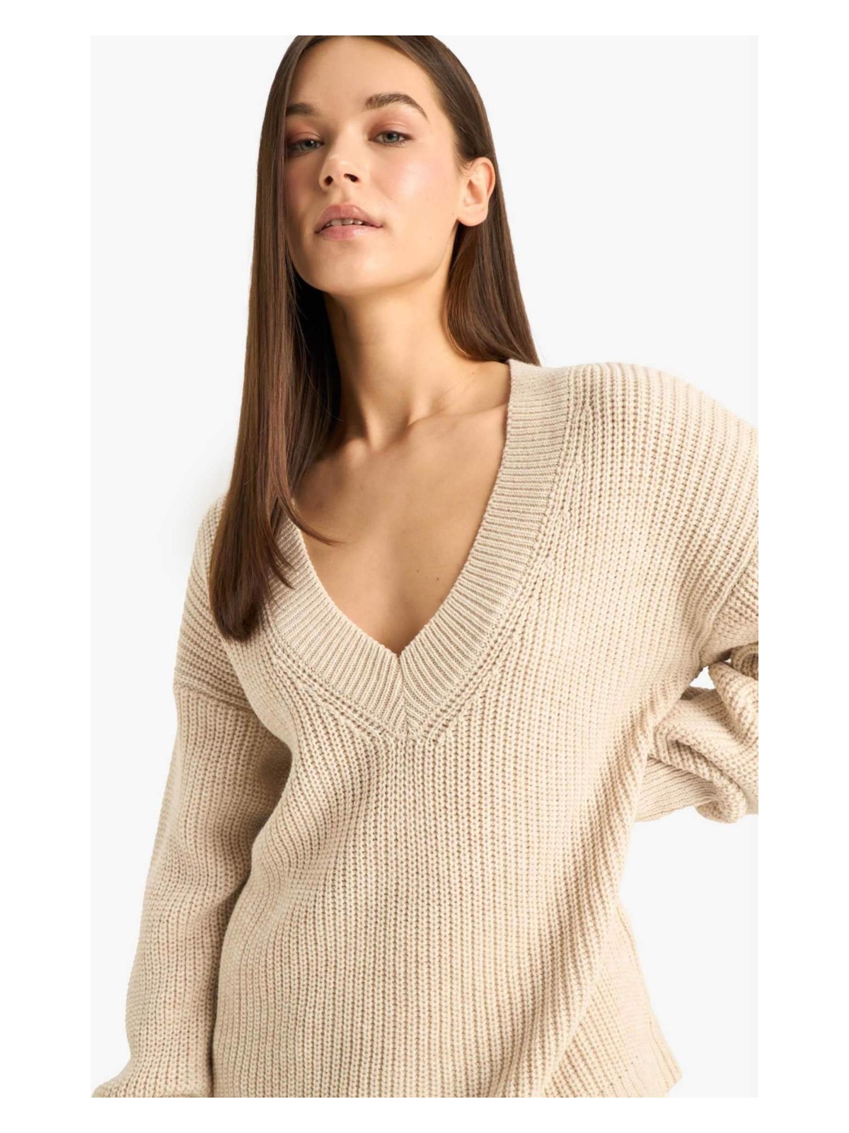 DeFacto Oversize Geniş Kalıp V Yaka Triko Kazak Z7135AZ25WN