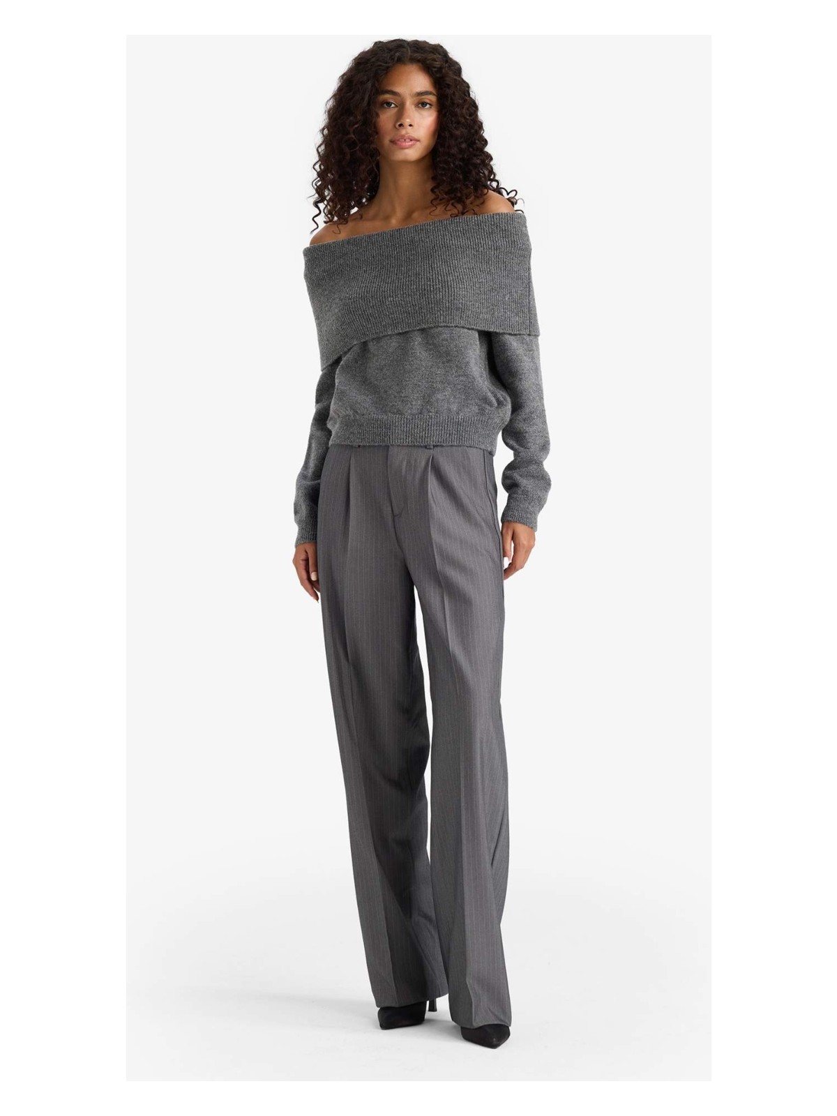 DeFacto Regular Fit Açık Omuz Triko Kazak F3029AX25WN - Görsel 2