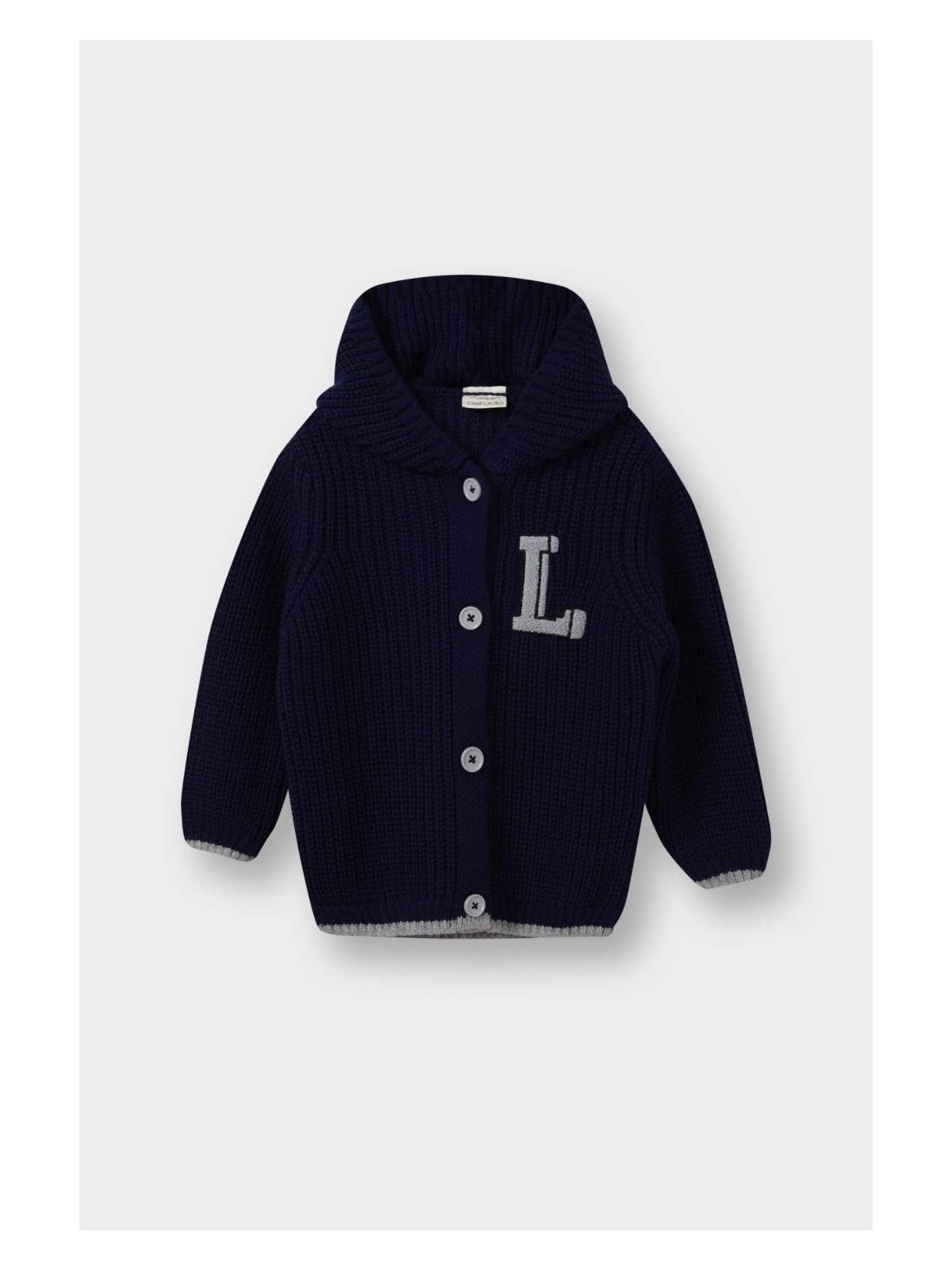 DeFacto Triko Kapüşonlu Harf Nakışlı Düğmeli Hırka Erkek Bebek C8863A525AU - Görsel 4
