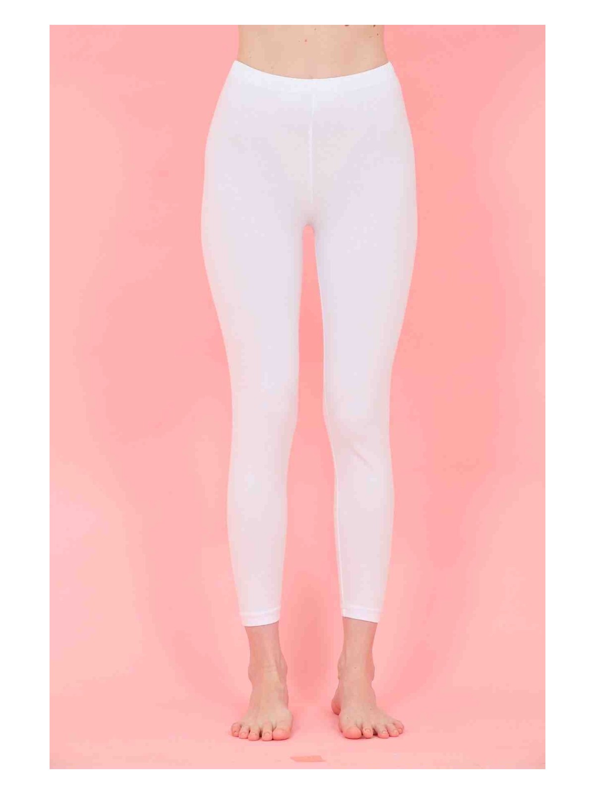 Medament Beyaz Rahat Kalıp Ağlı Penye Tayt