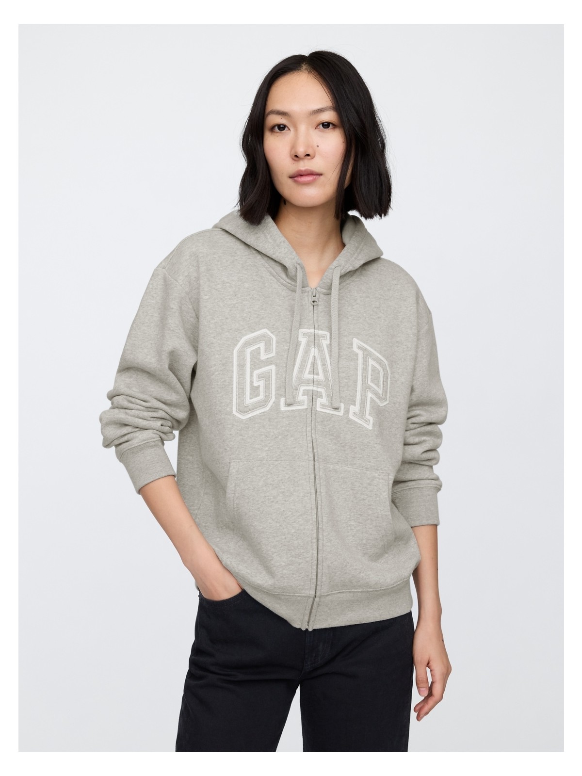 Gap Kadın Gri Gap Logo Fleece Fermuarlı Sweatshirt