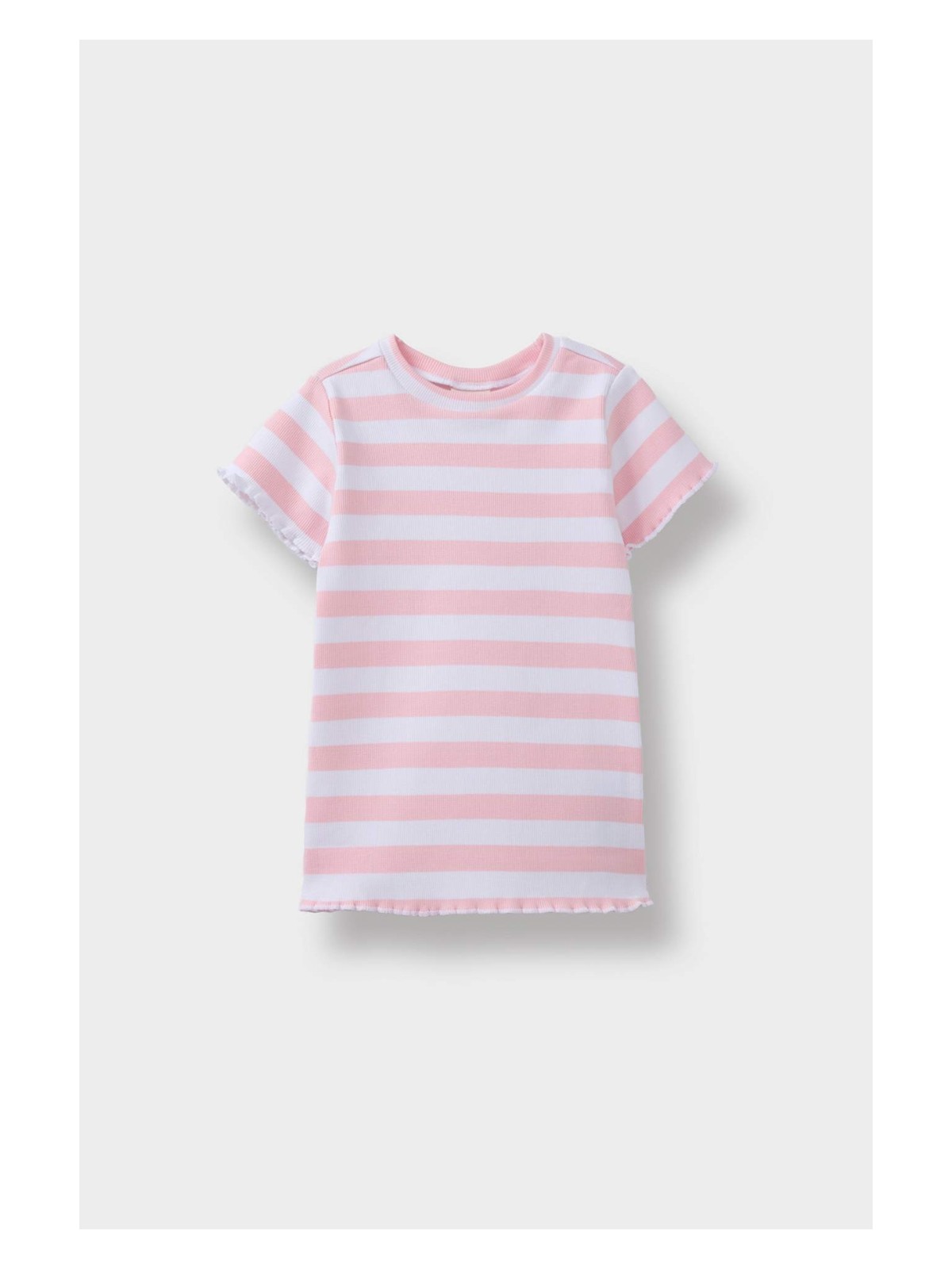 DeFacto Bisiklet Yaka Fitilli Kaşkorse Çizgili Kısa Kollu Tişört Kız Bebek F3502A525AU