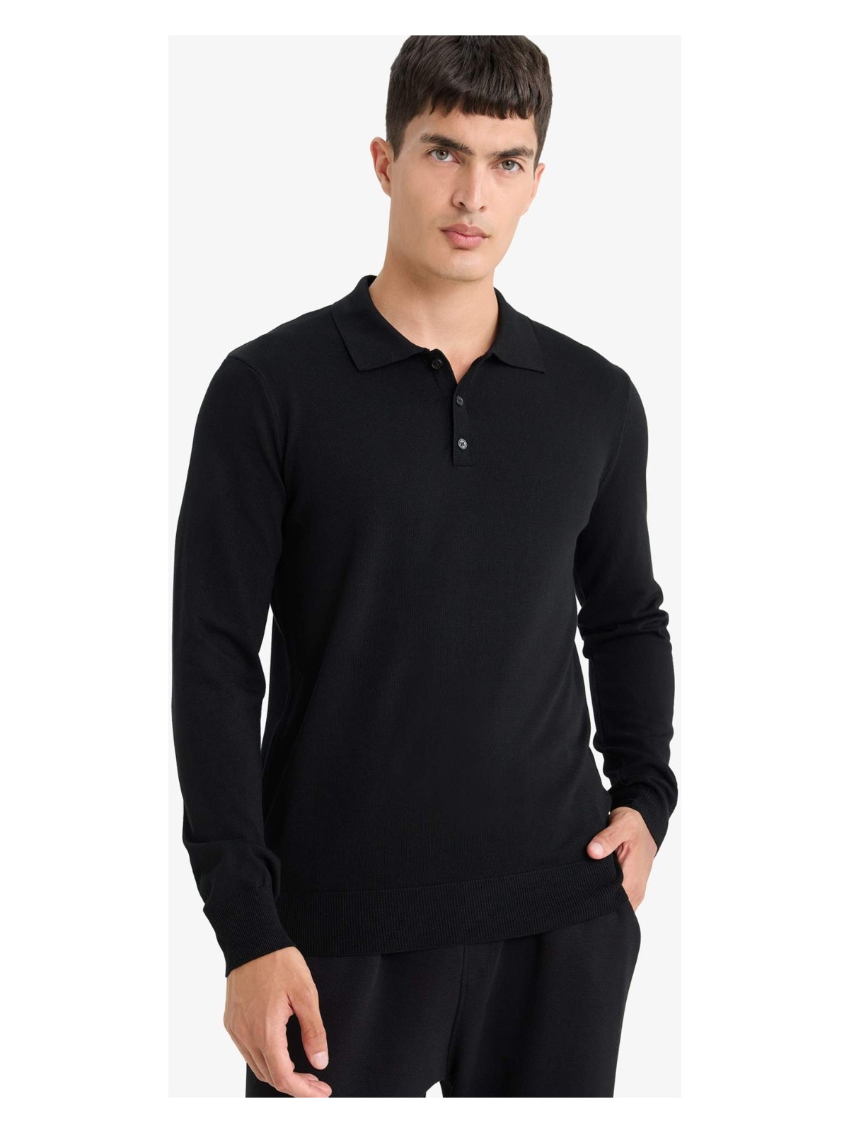 DeFacto Standart Fit Polo Yaka Premium Düğmeli Triko Kazak D0454AX25AU