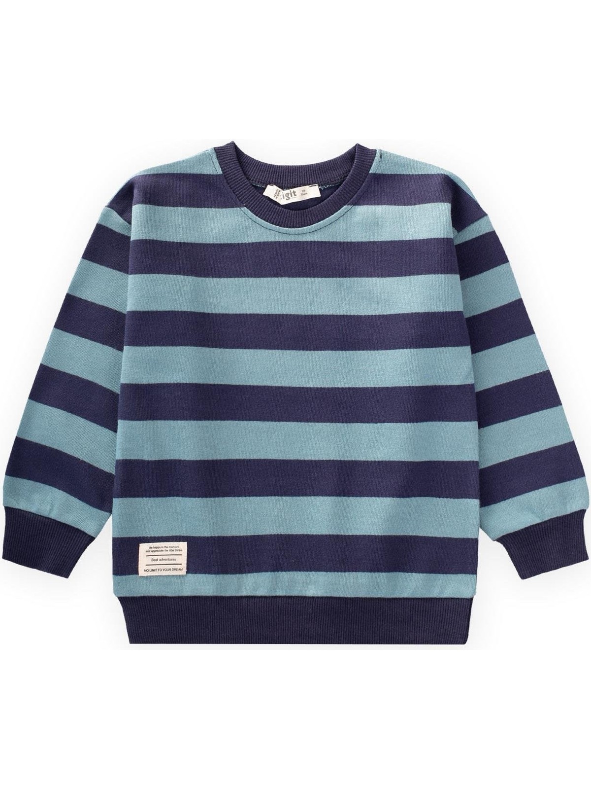 Cigit Çizgili Triko Sweatshırt Lacivert Kahve 2-12 Yaş Erkek Çocuk Truvakar Kol Orta Kalınlık - Görsel 4