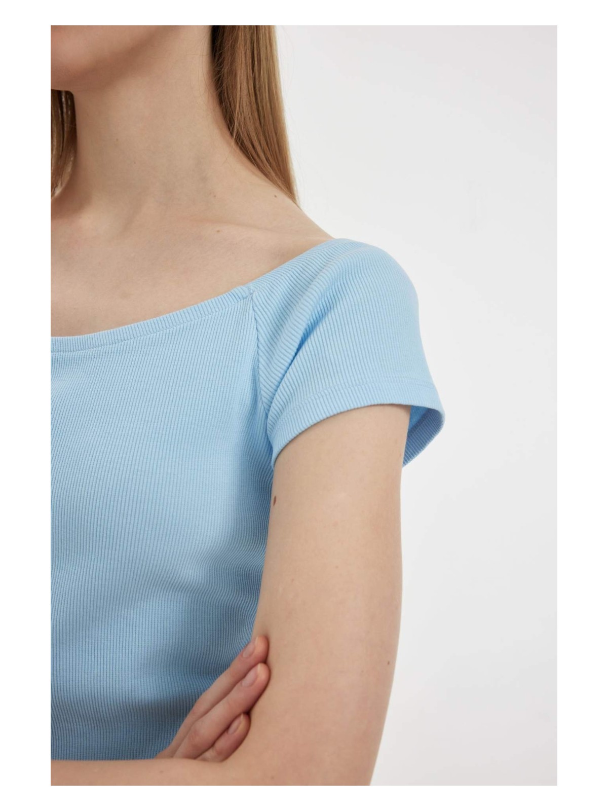 DeFacto Coool Bodycon Vücuda Oturan Kayık Yaka Basic Fitilli Kaşkorse Mini Elbise A7362AX24SM - Görsel 5