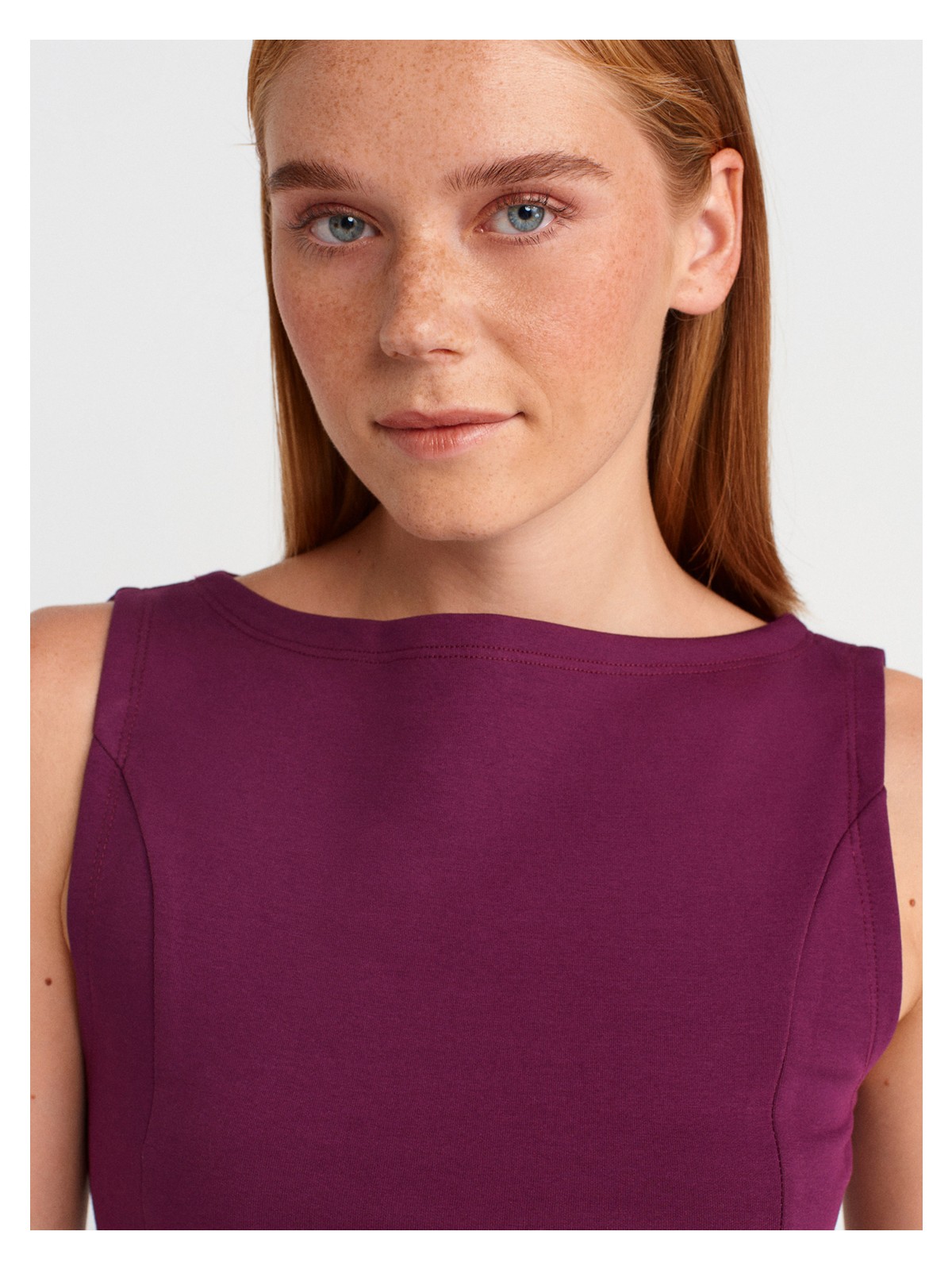 Dilvin 21001 Kayık Yaka Peplum Top-Mor - Görsel 3
