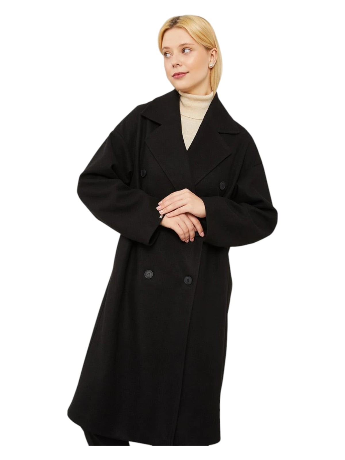 Lêvi D'or Kadın Oversize Astarsız Kaşe Kaban - Görsel 3