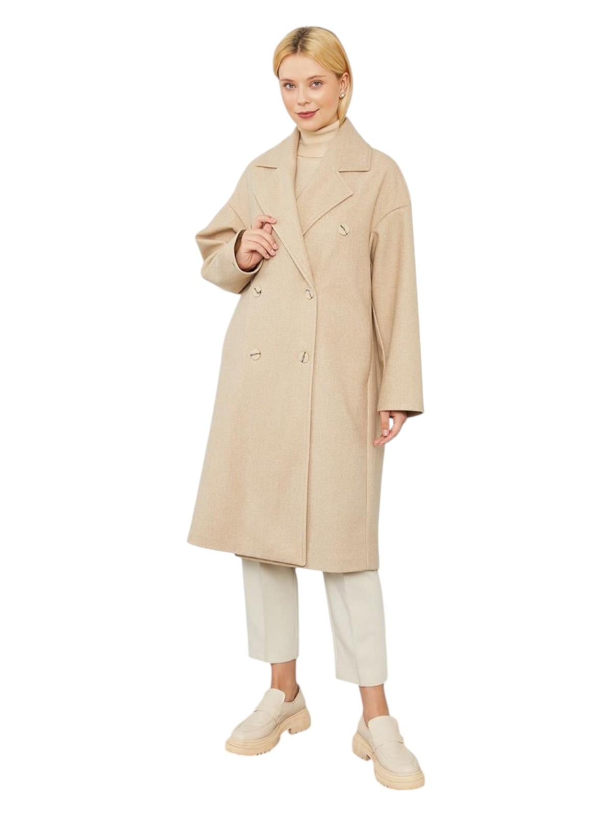 Lêvi D'or Kadın Oversize Astarsız Kaşe Kaban