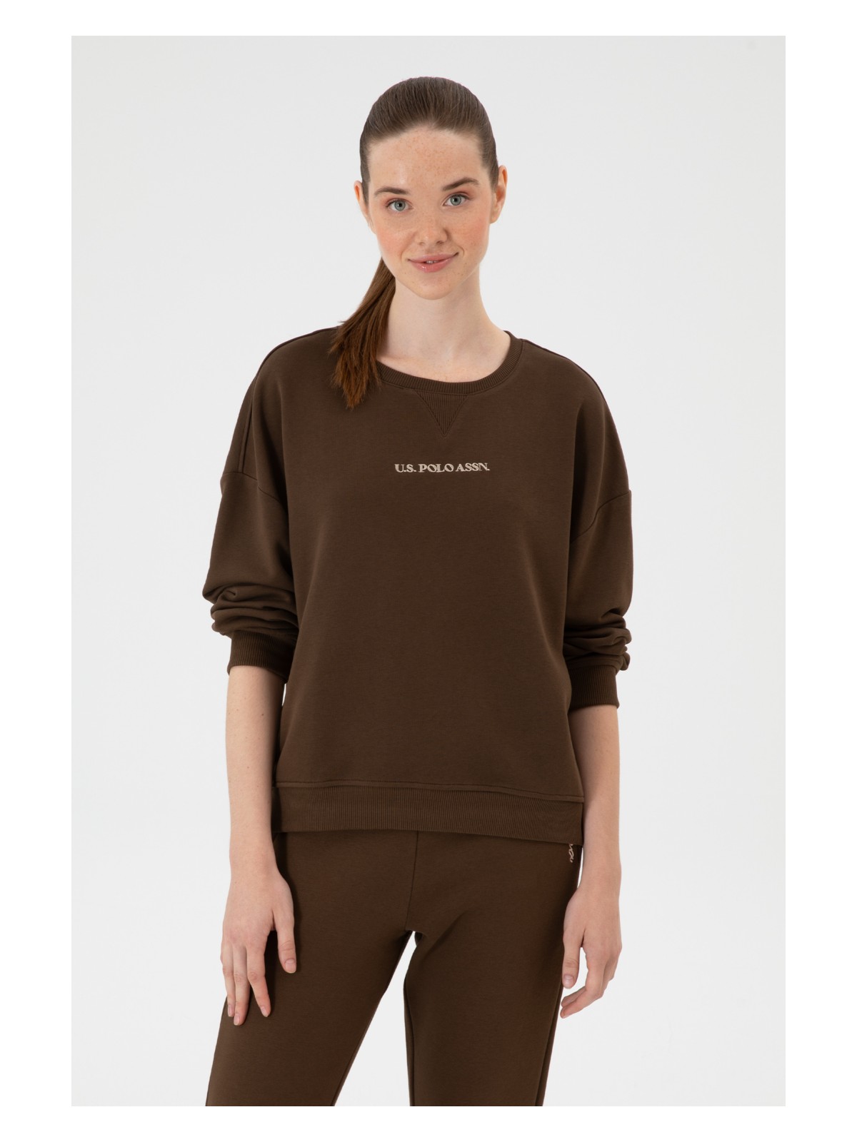 U.S. Polo Assn. Kadın Krem Bisiklet Yaka Sweathırt 50313562-VR071 - Görsel 4