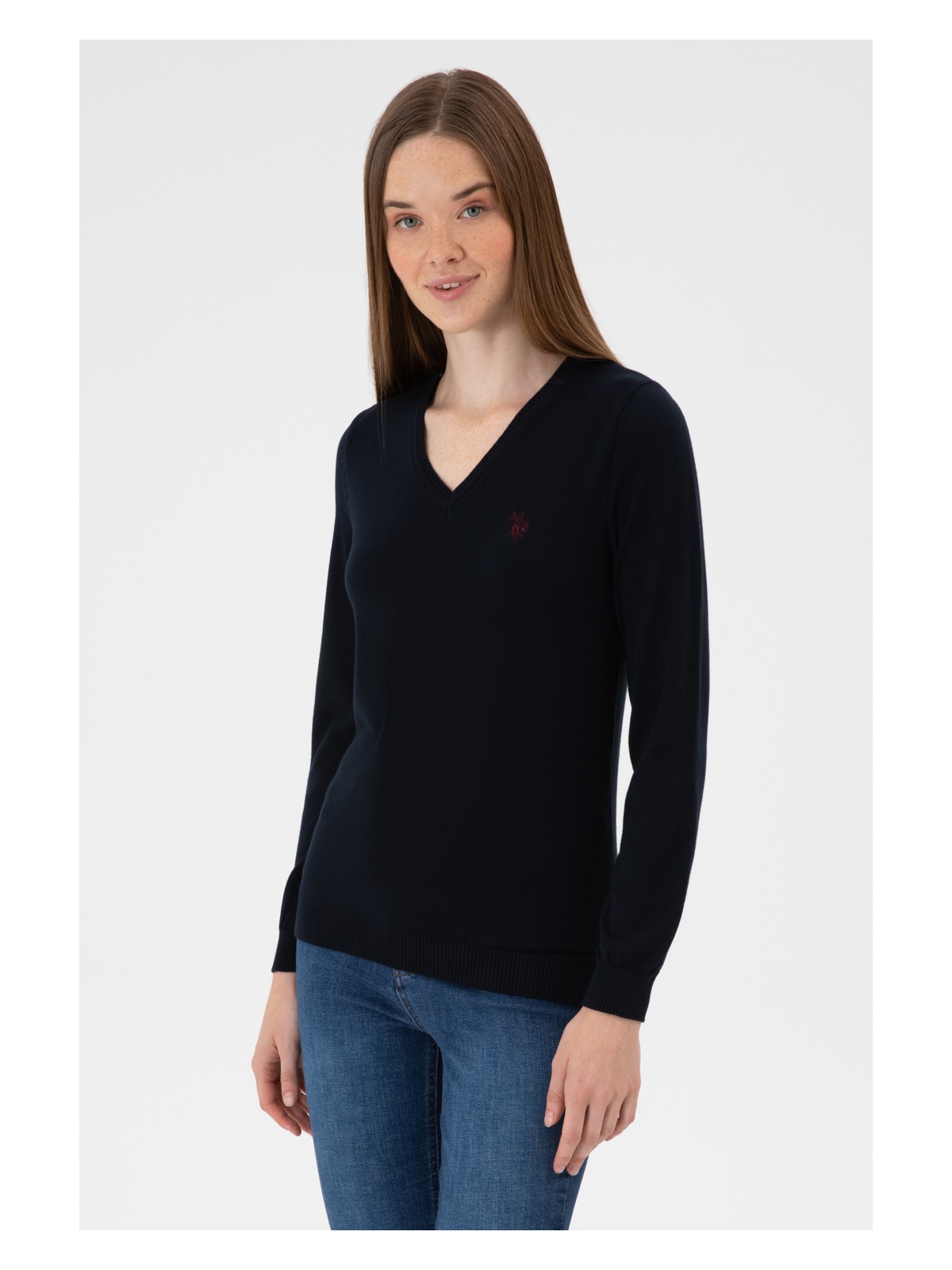 U.S. Polo Assn. Kadın Antrasit V Yaka Basic Kazak 50313590-VR006 - Görsel 7