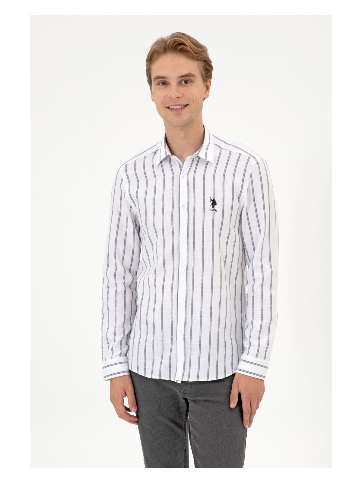 U.S. Polo Assn. U.s. Polo Assn. Erkek Beyaz Gömlek Desenli 50316563-VR013