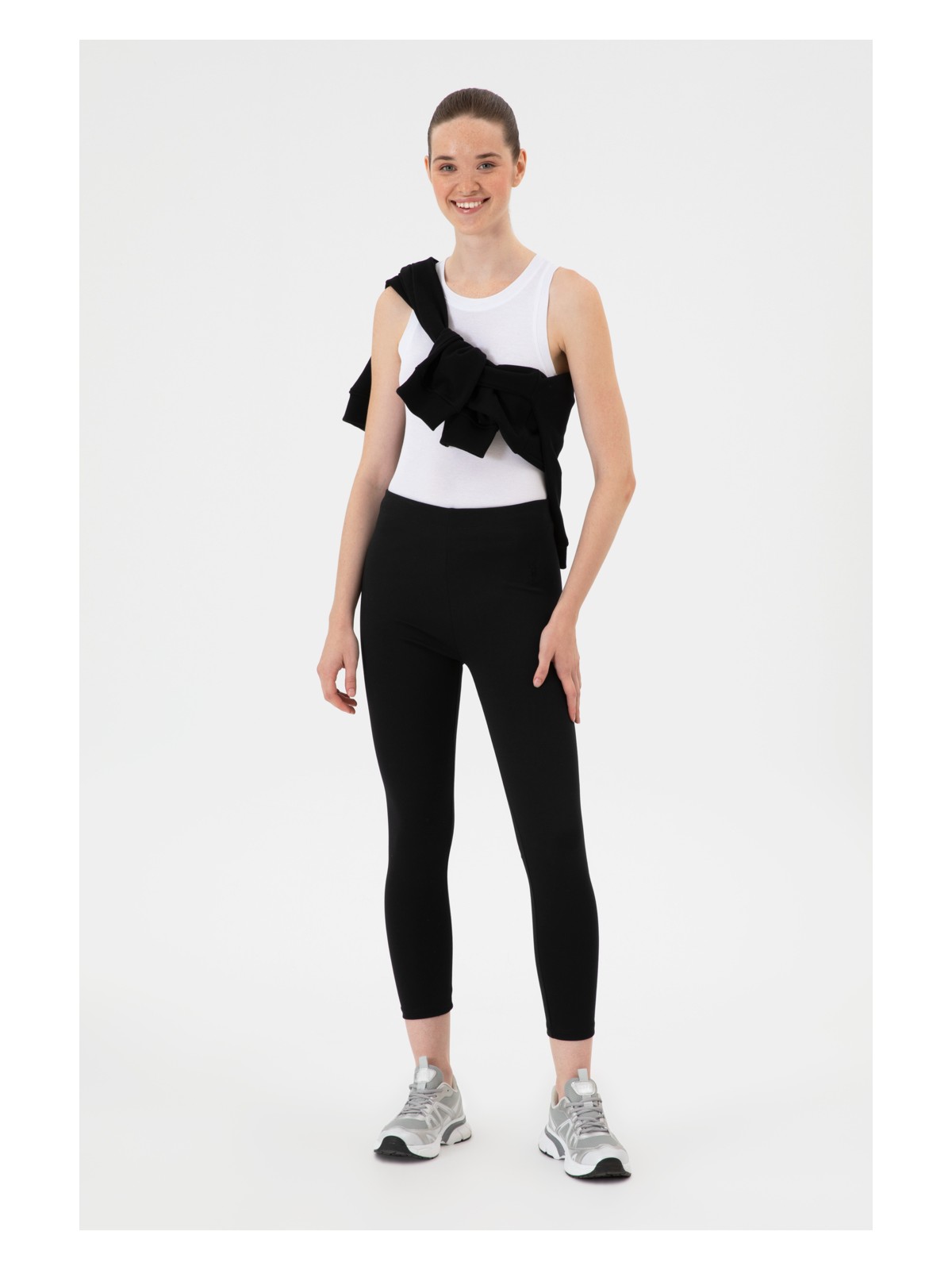 U.S. Polo Assn. Kadın Siyah Yüksek Bel Toparlayıcı Günlük Tayt 50314365-VR046