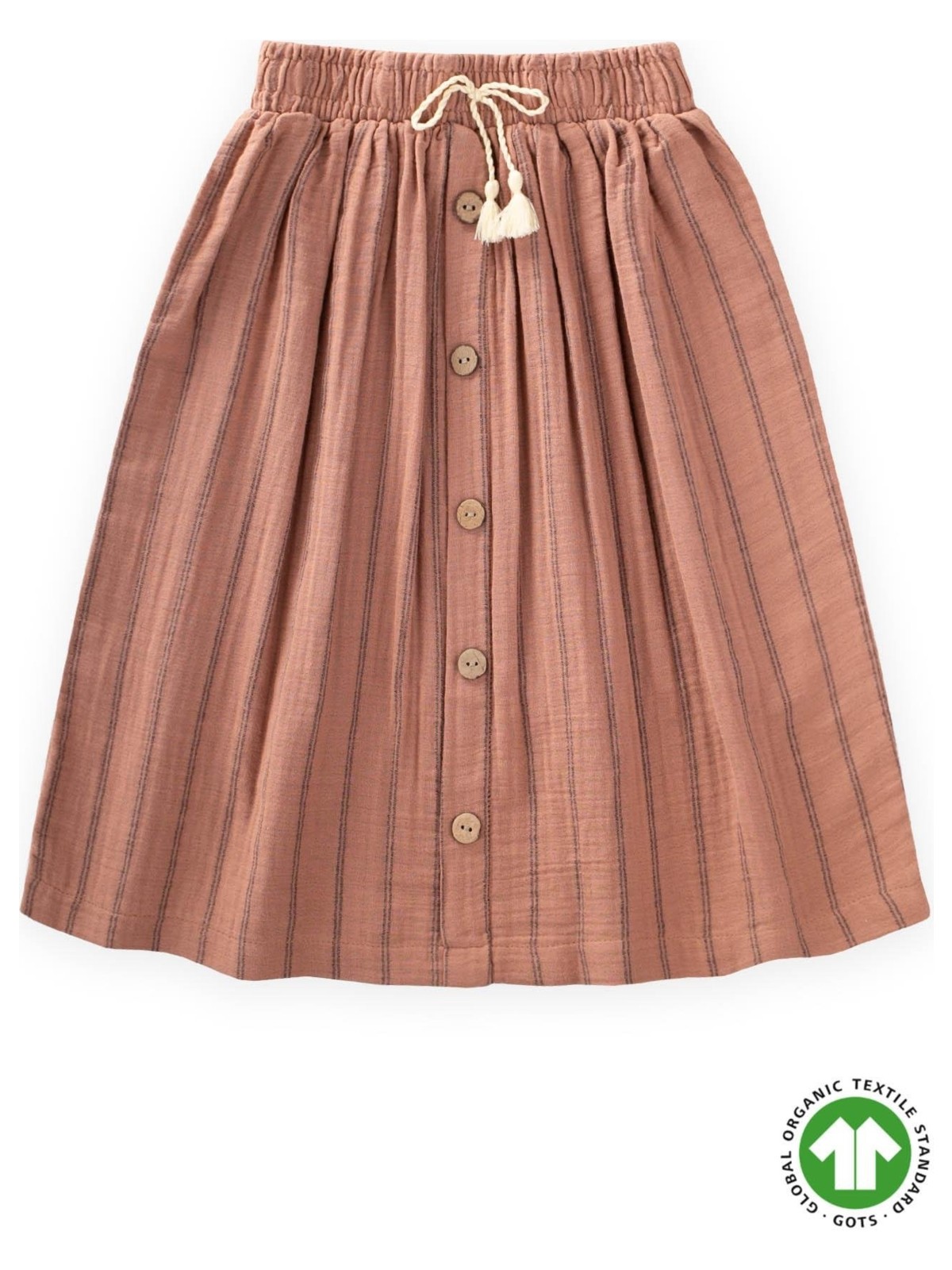 Cigit Organik Müslin Etek 2-8 Yaş Kahve Çift Çizgili