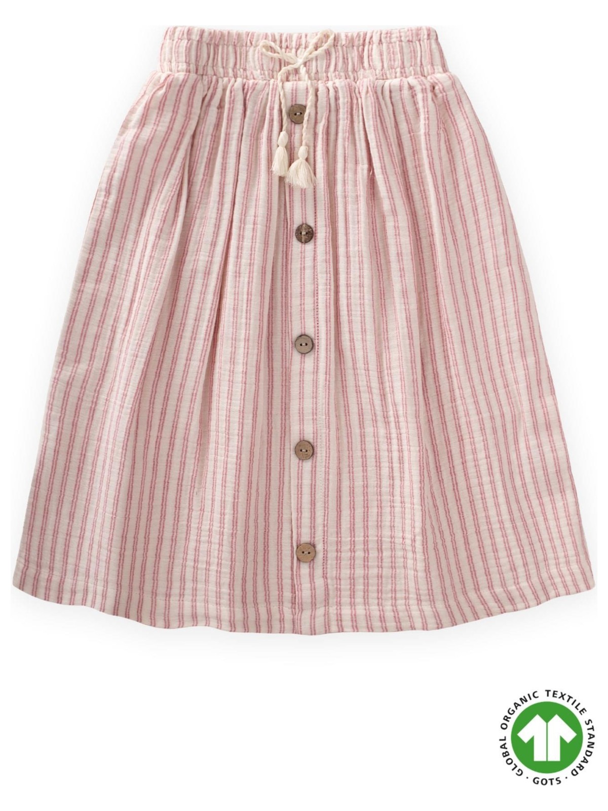 Cigit Organik Müslin Etek 2-8 Yaş Kahve Çift Çizgili - Görsel 3